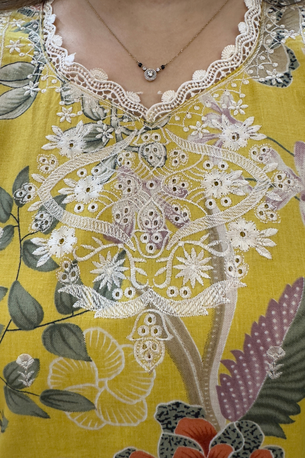 Sunshine Yellow Floral Pakistani Lawn Cotton Suit #1830