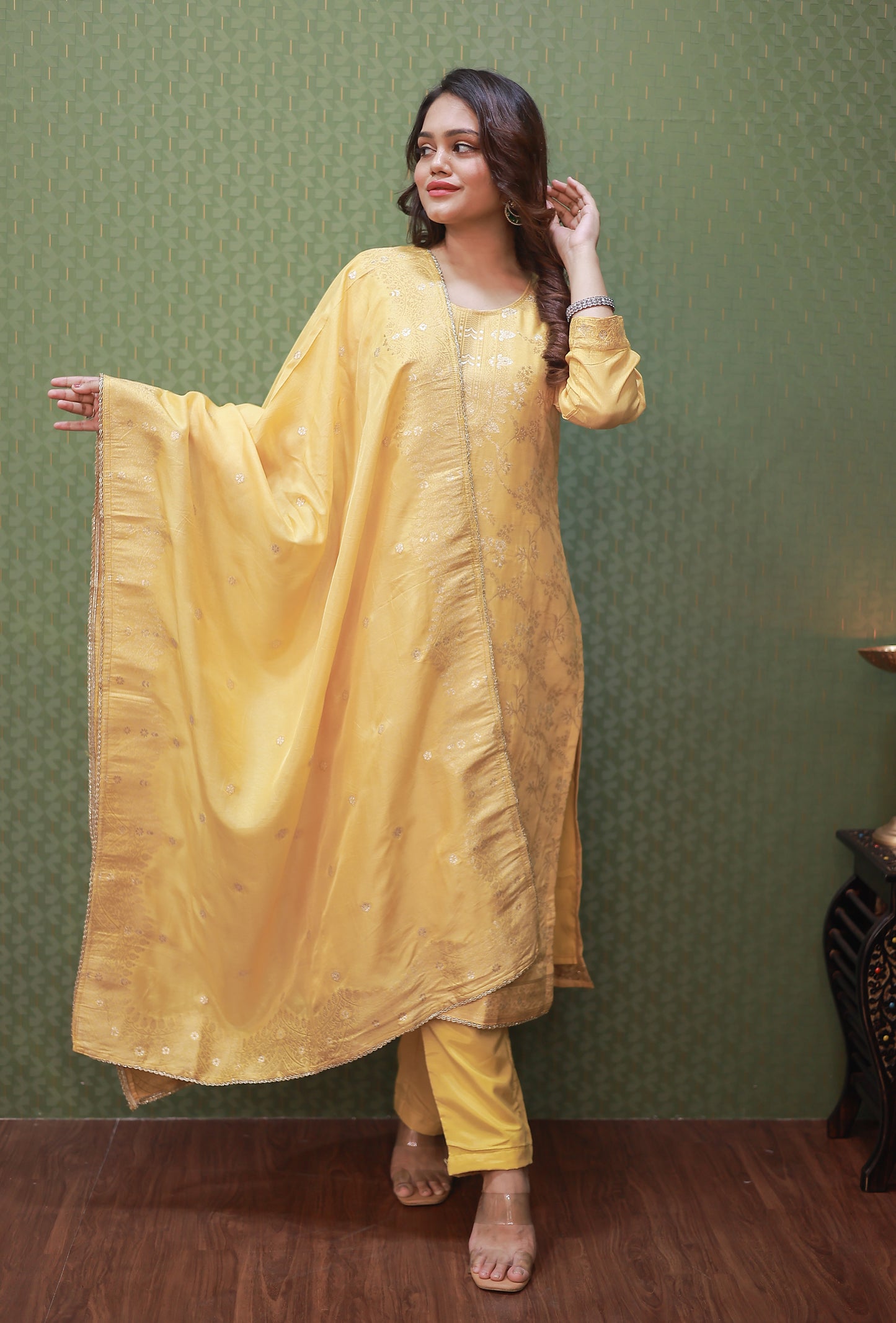Yellow Banarasi Silk Woven Suit Set with Full Dupatta #1620