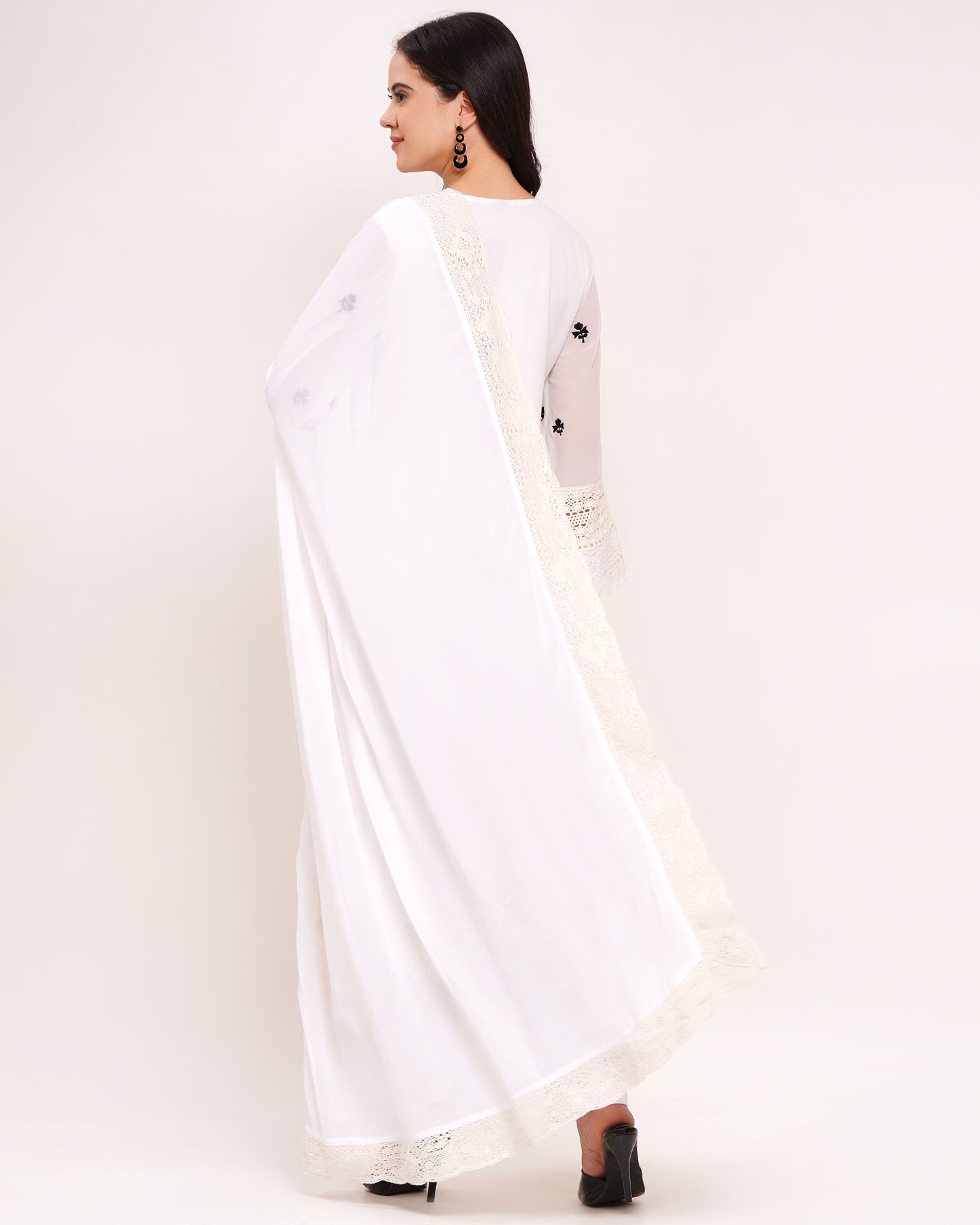 White Georgette Embroidered Suit Set with Dupatta #1811