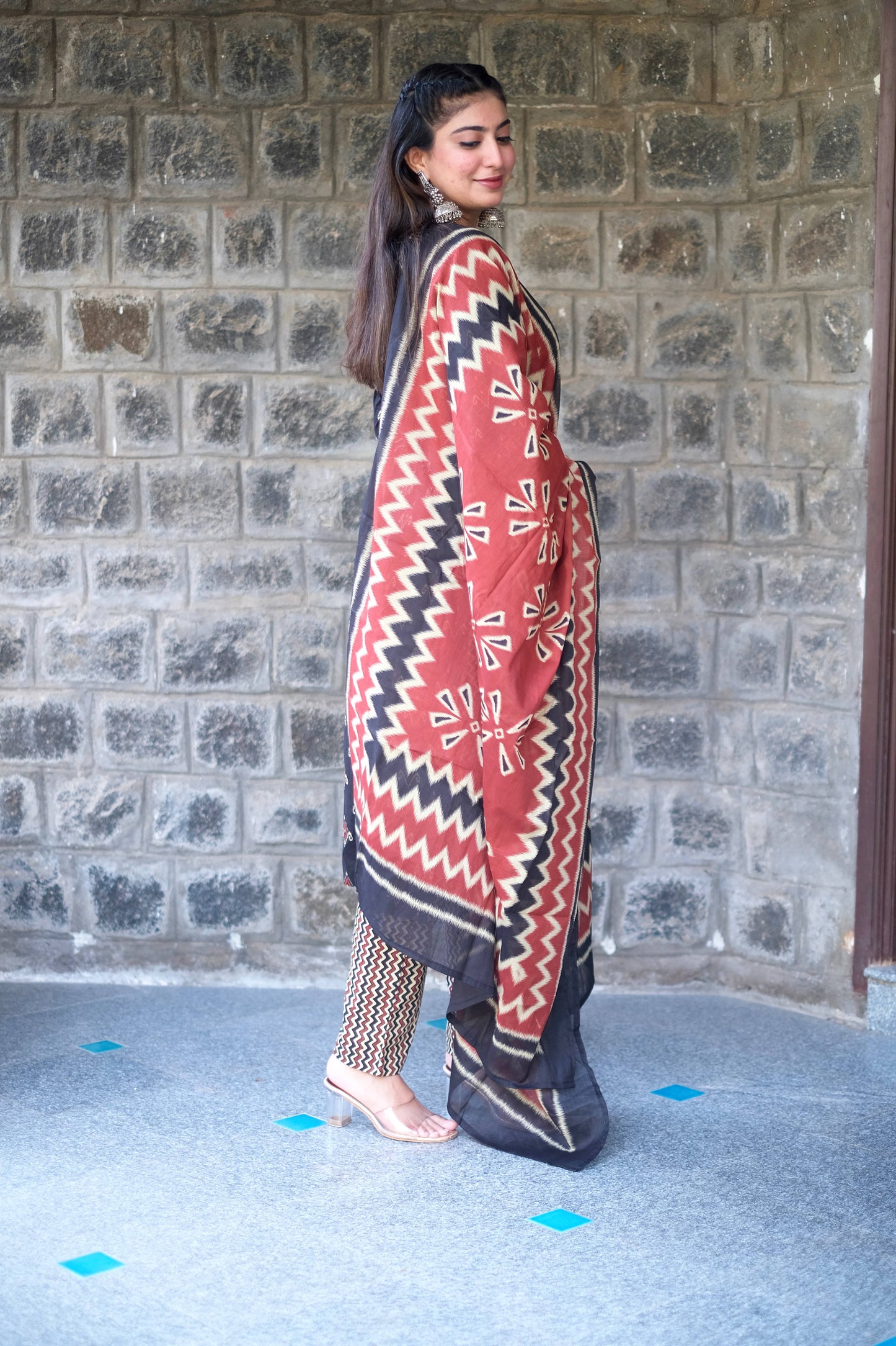Black & Rust Pure Cotton suit set #1437