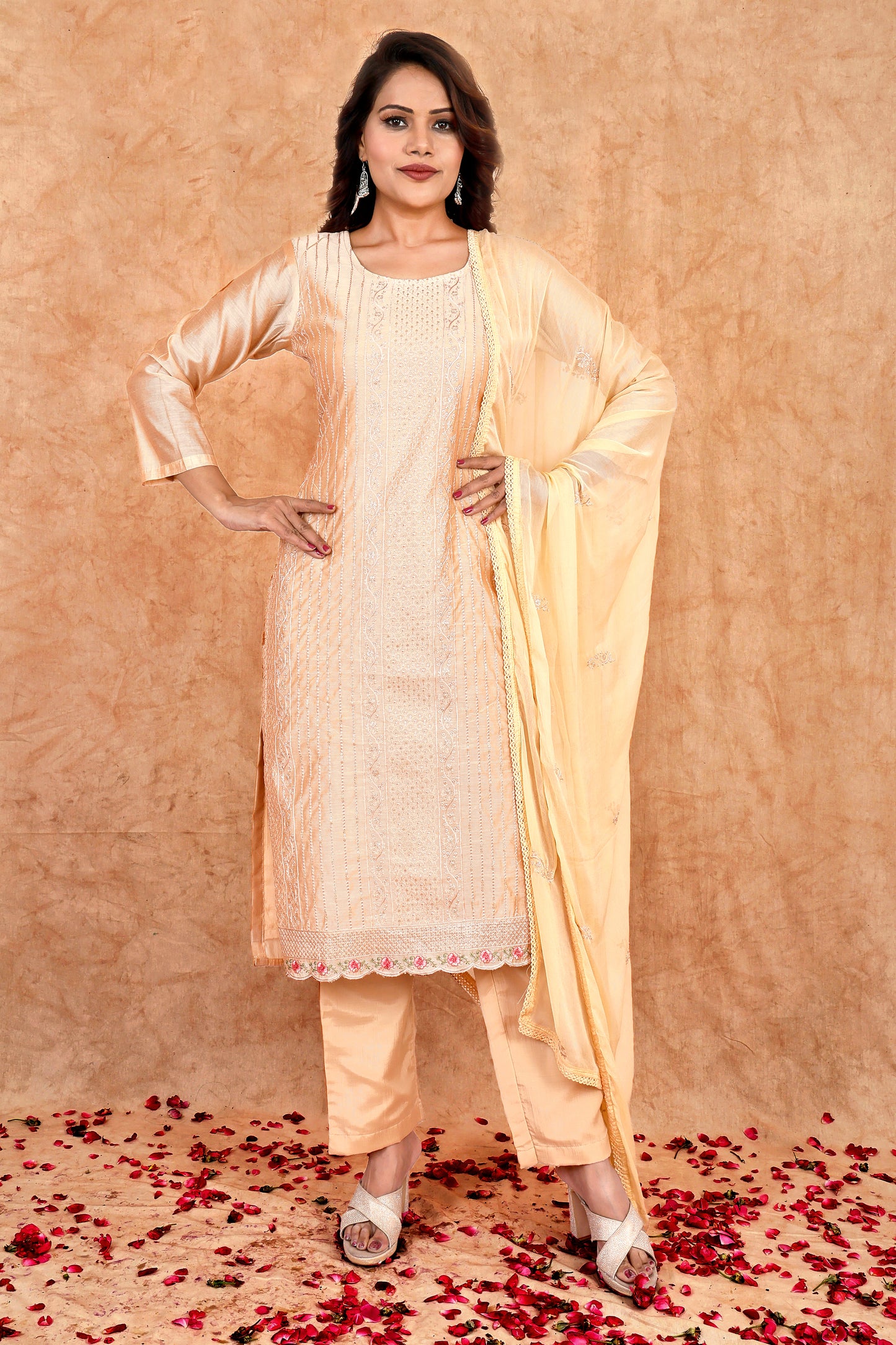 Embroidered Chanderi Suit Set #1623