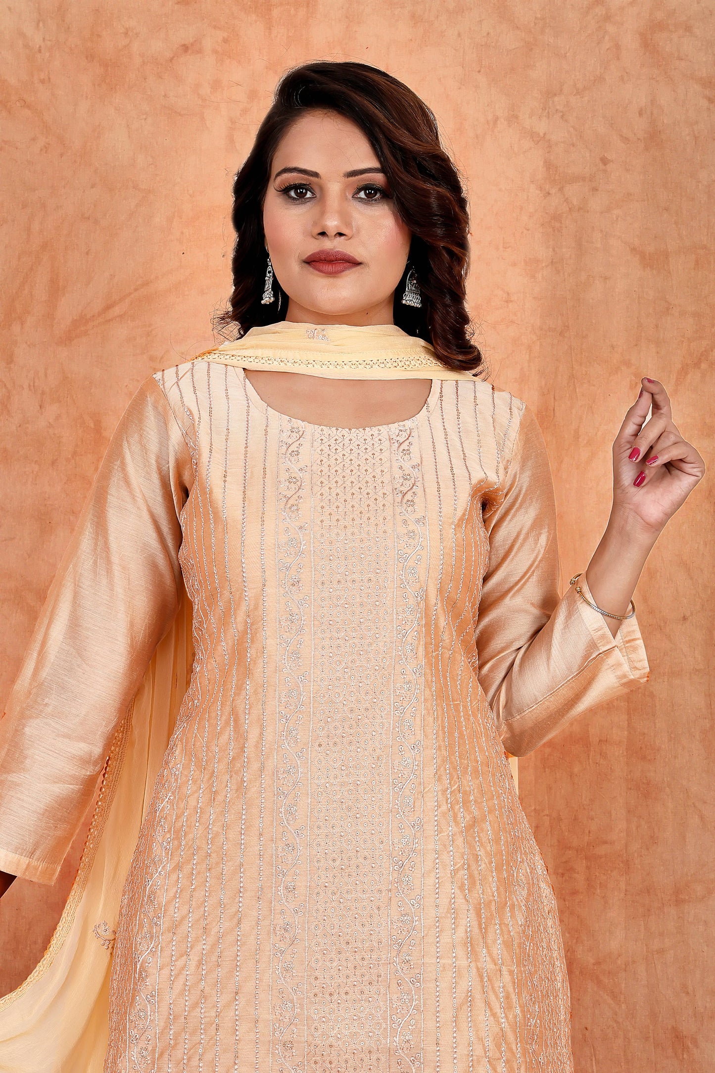 Embroidered Chanderi Suit Set #1623