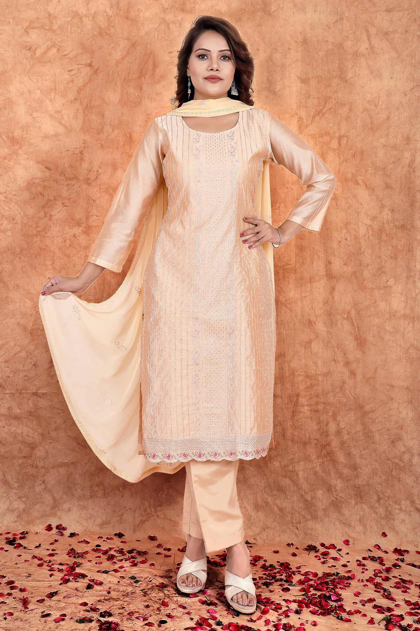 Embroidered Chanderi Suit Set #1623