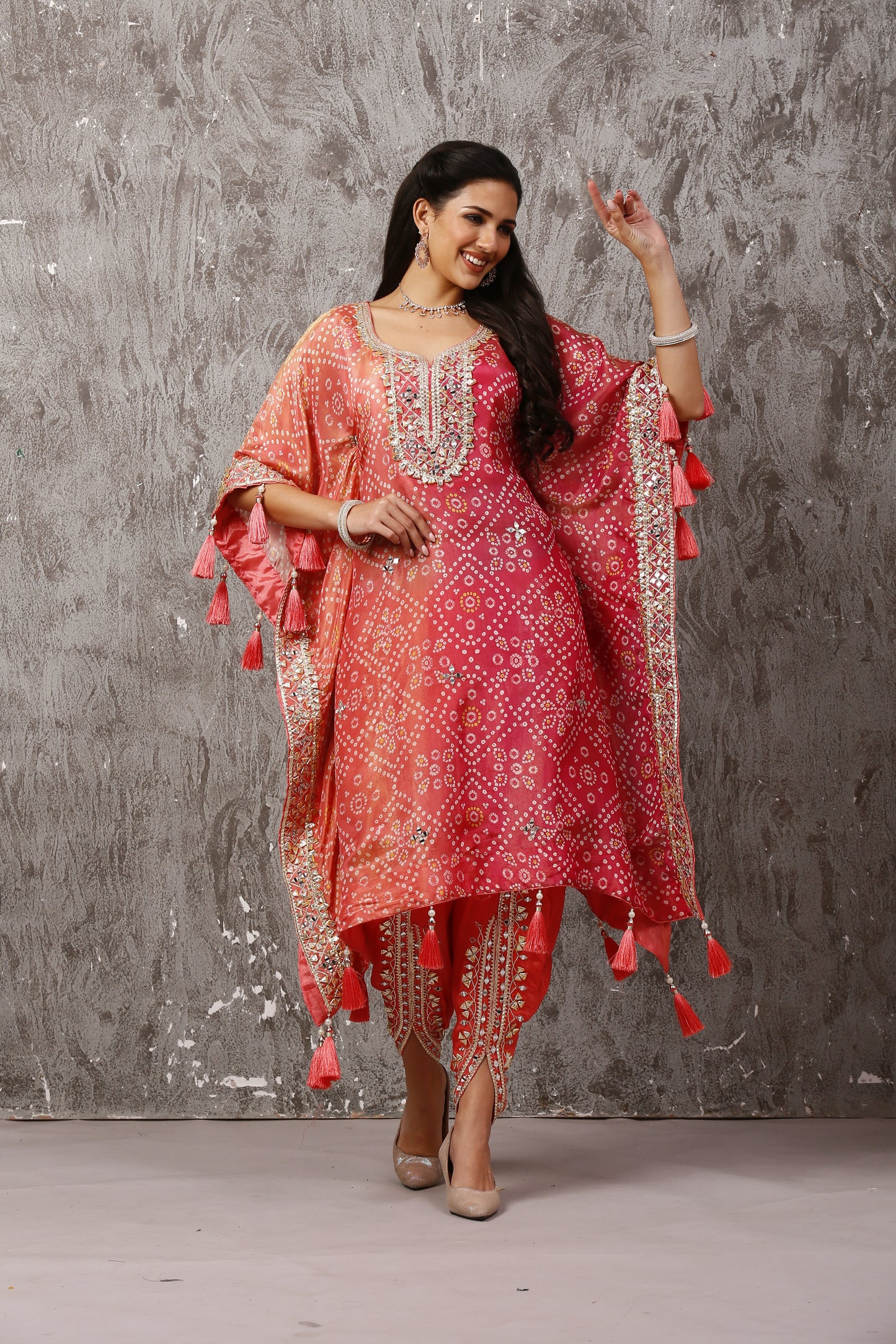 Printed Gotta Kaftan Set