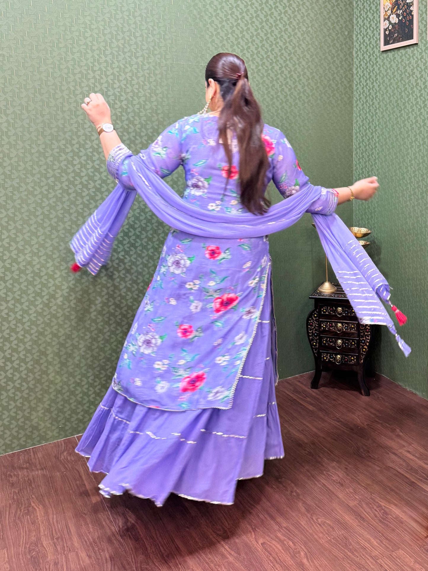 Lavender Pure Muslin One-Piece Gown #1769