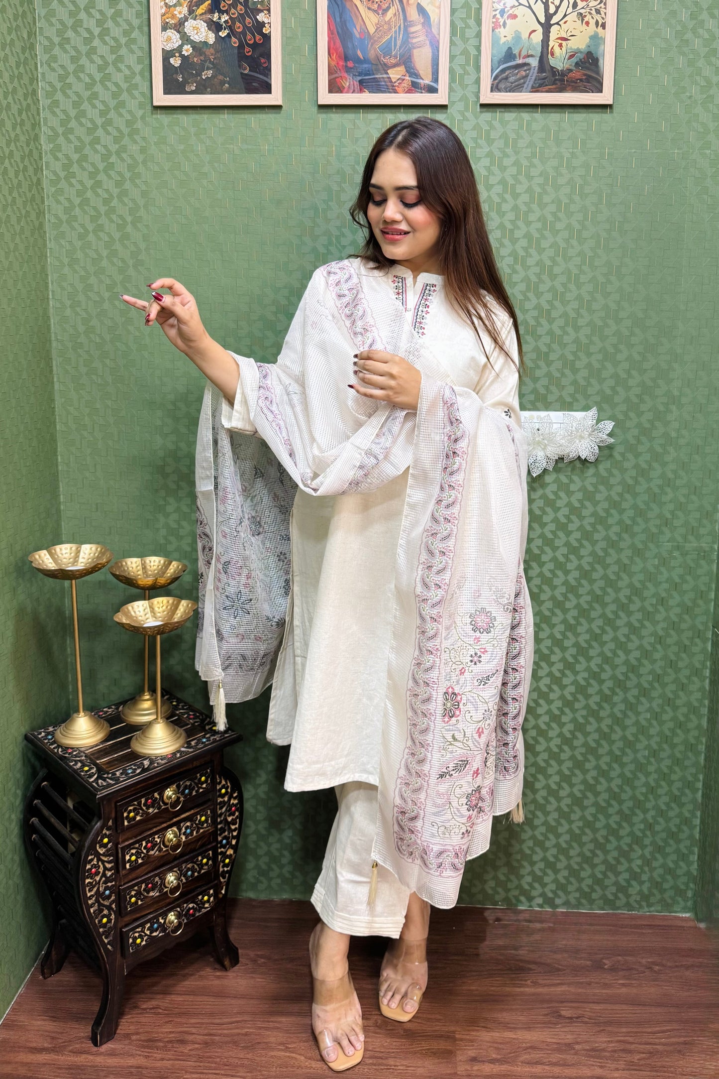 Ivory Bandh Gala Cotton Suit Set #1782