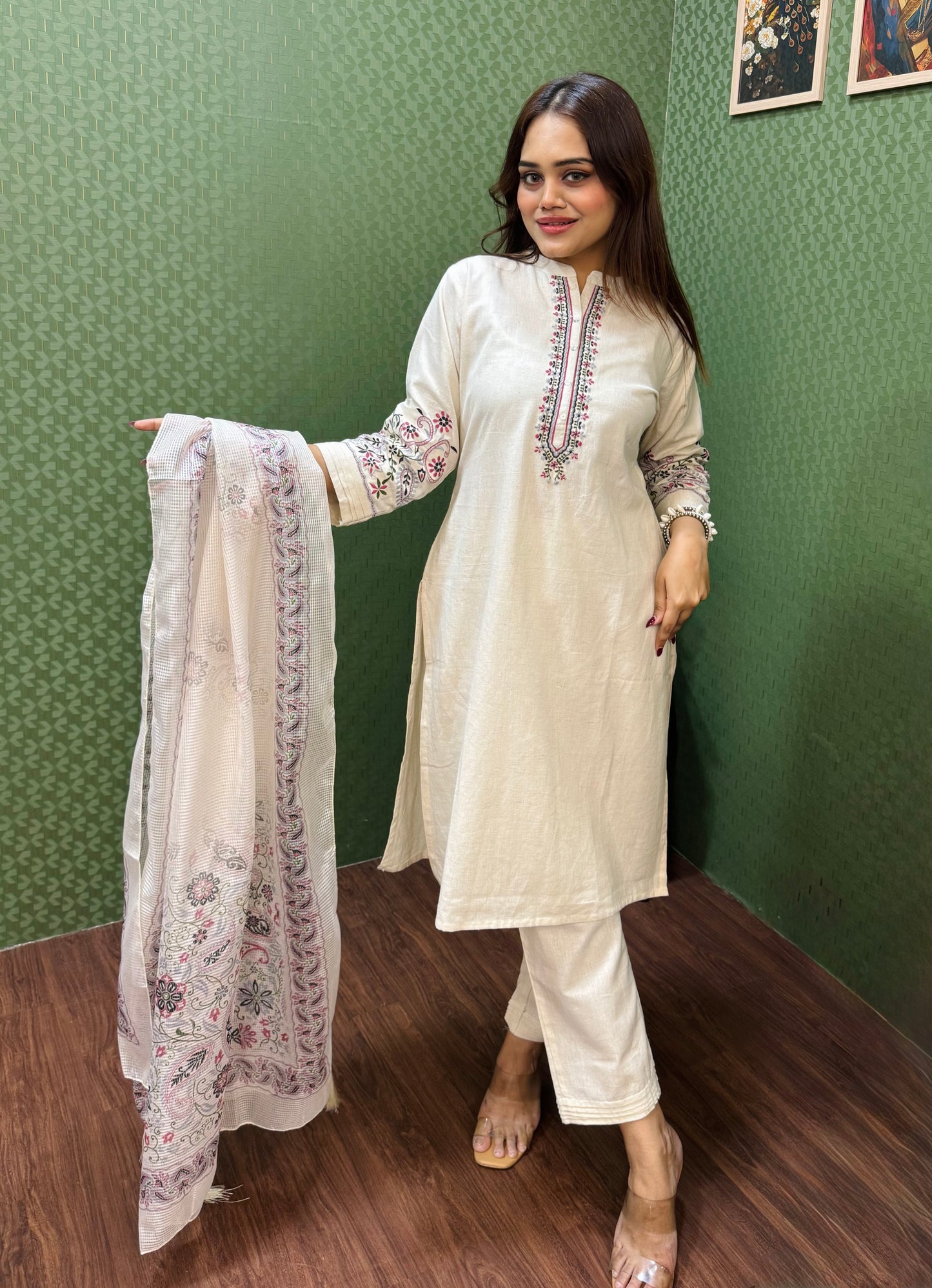 Ivory Bandh Gala Cotton Suit Set #1782