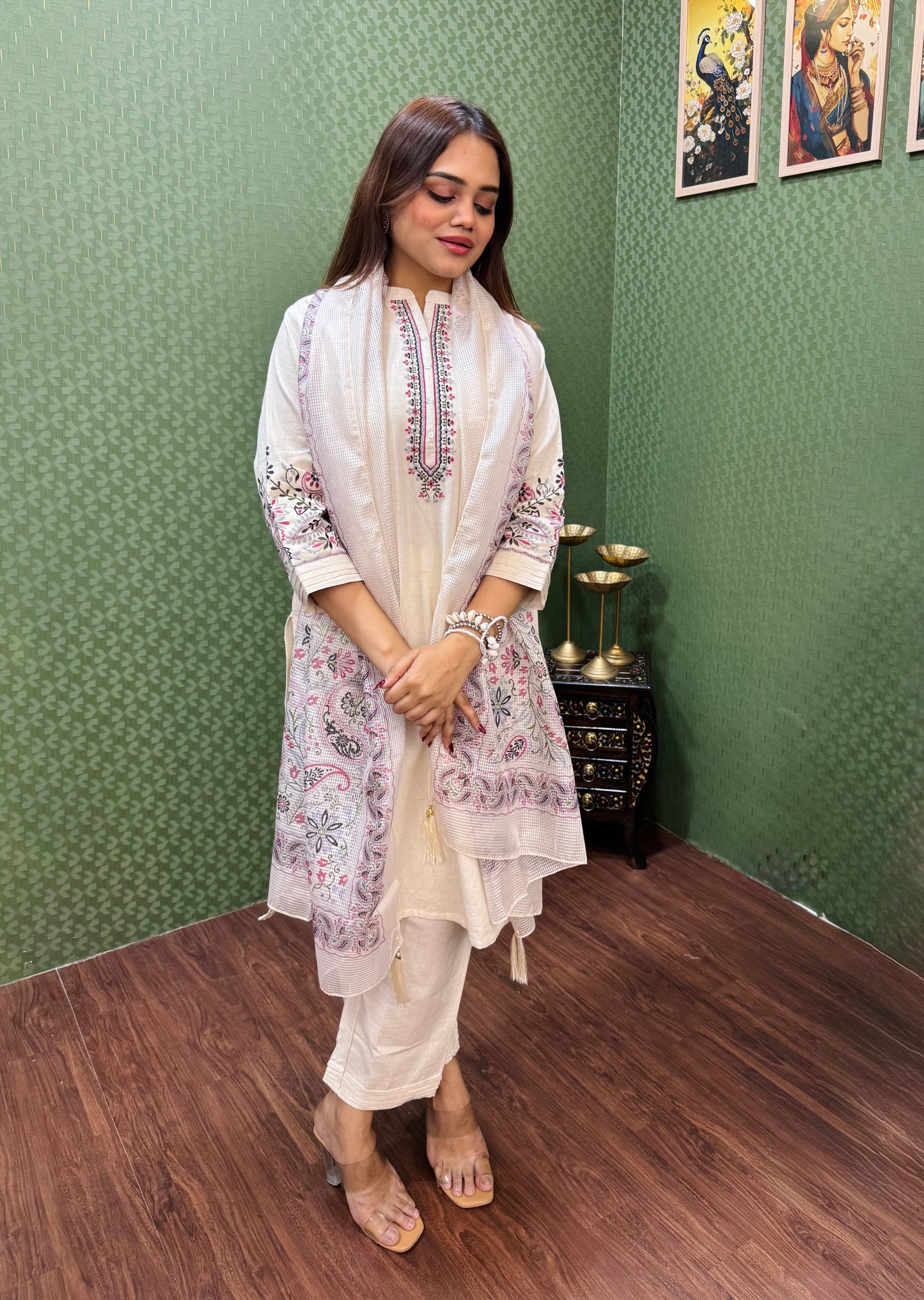 Ivory Bandh Gala Cotton Suit Set #1782