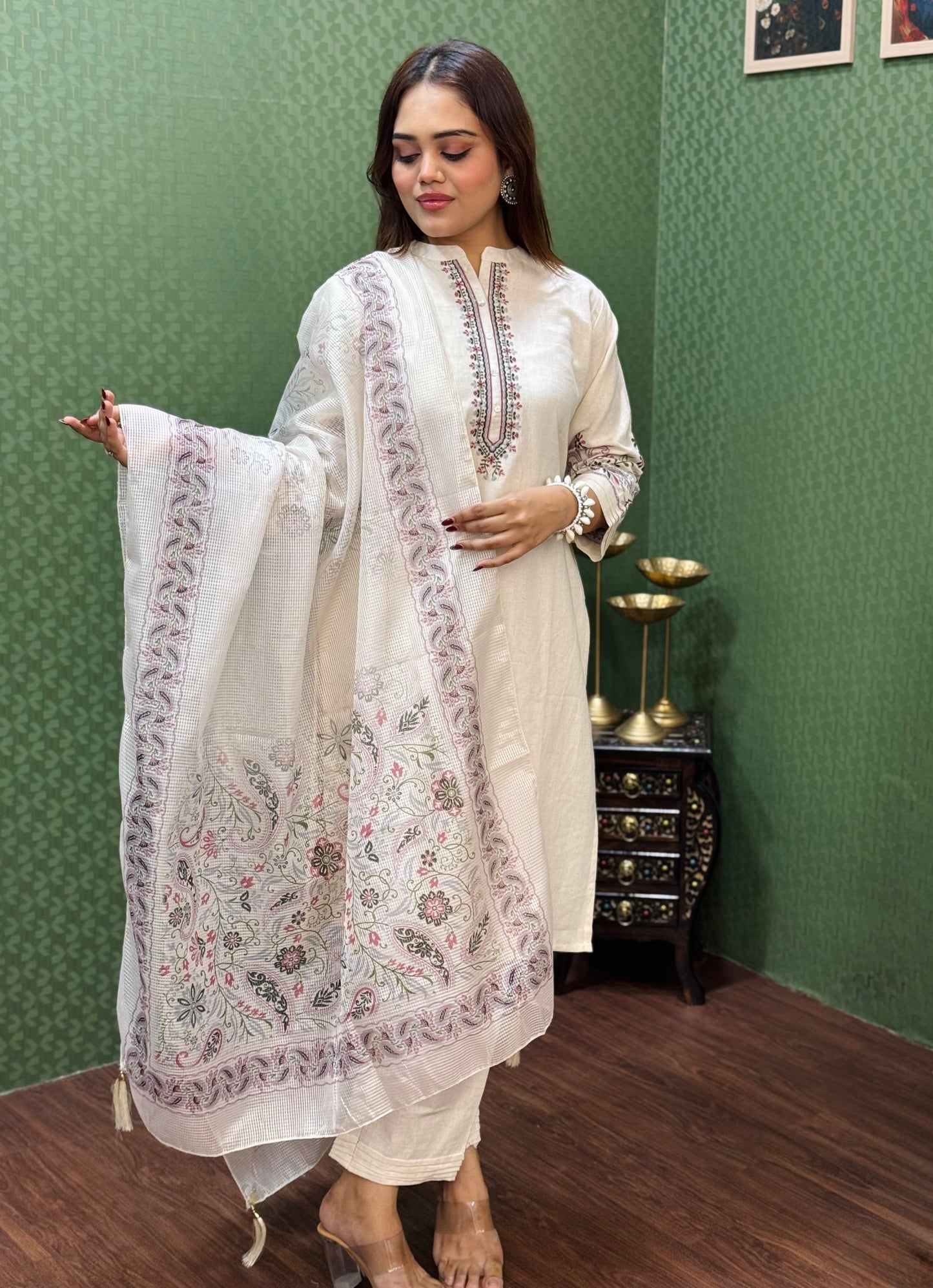Ivory Bandh Gala Cotton Suit Set #1782