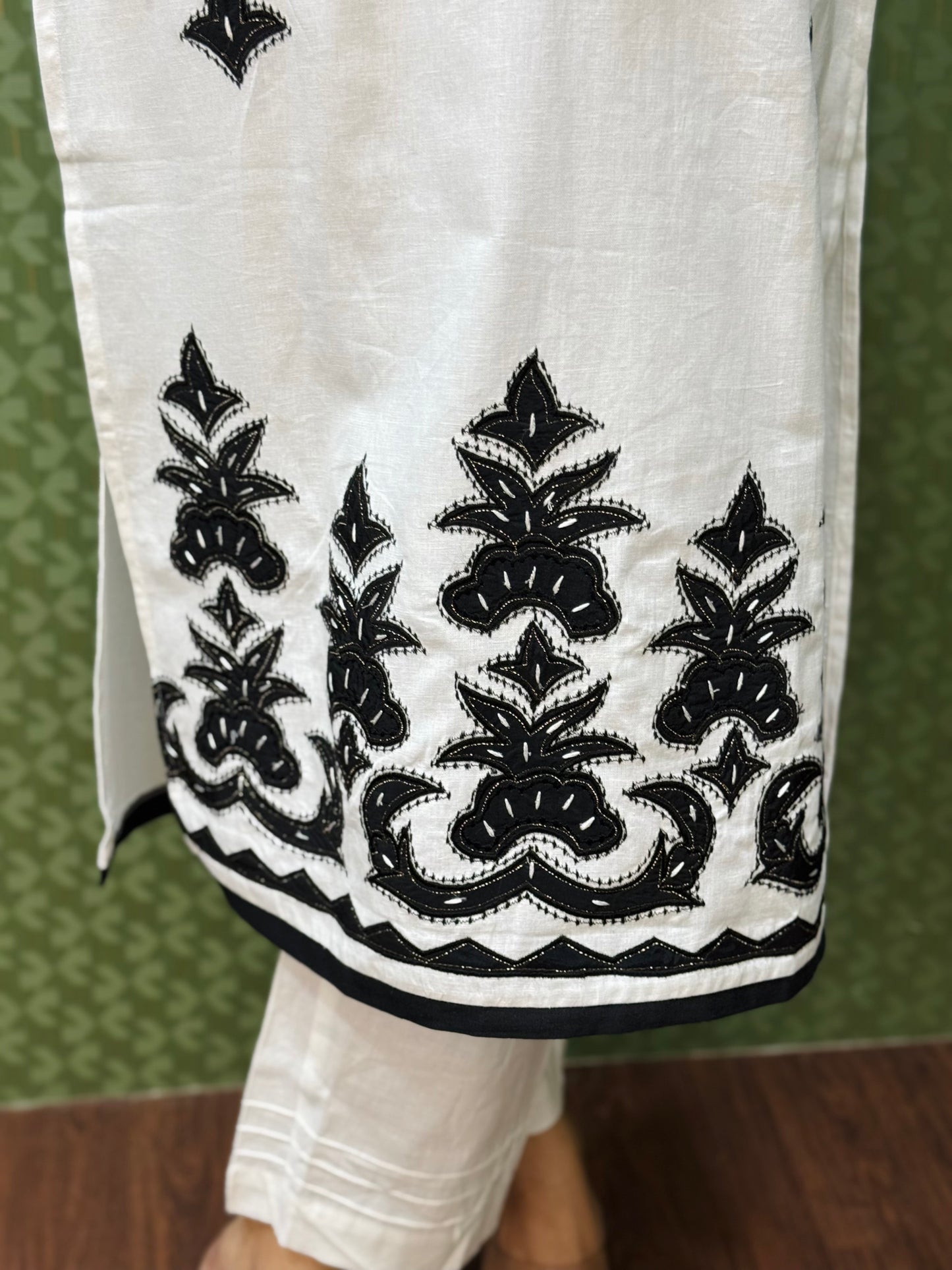 White Pure Cotton Designer Suit #1780