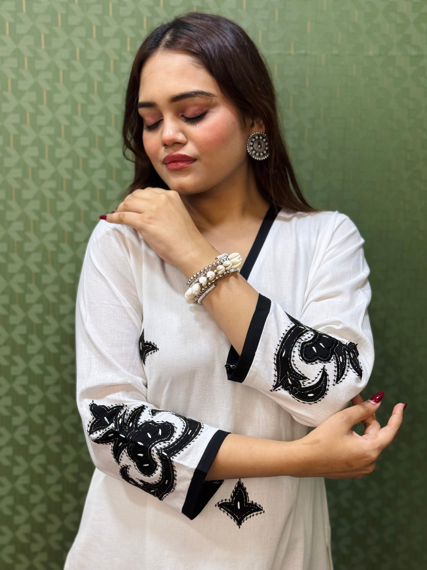 White Pure Cotton Designer Suit #1780