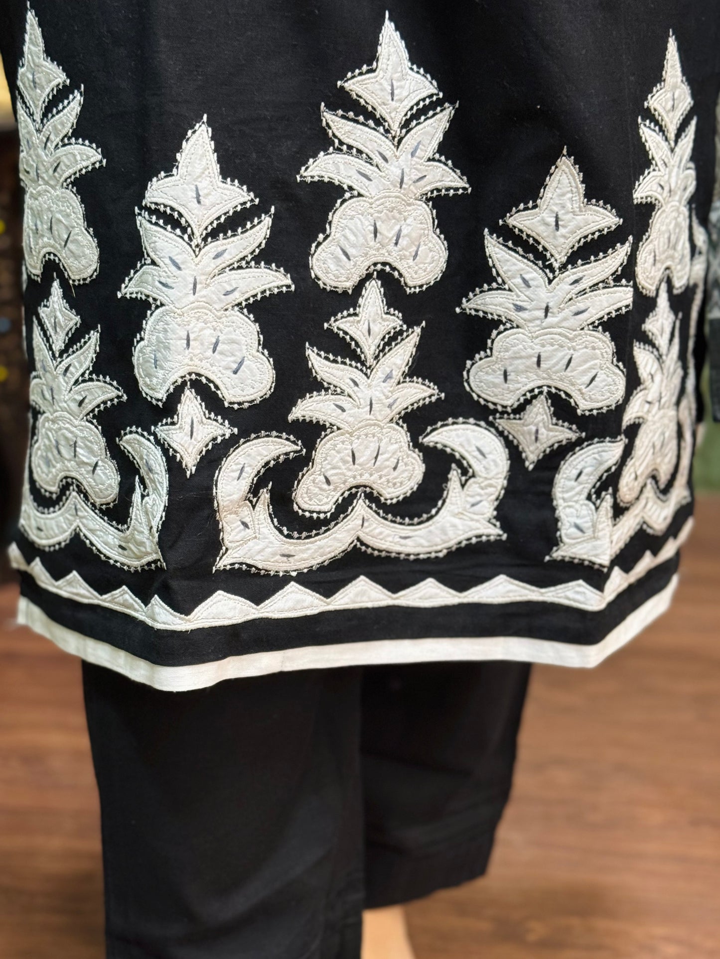 Black Pure Cotton Designer Suit #1781