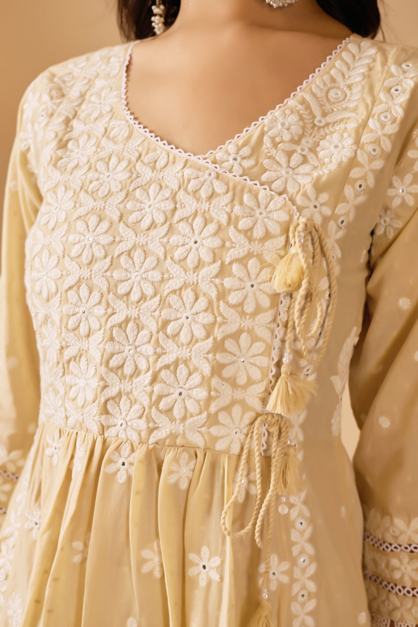 Chikankari Dobby Mal Cotton Suit Set - Soft Beige
