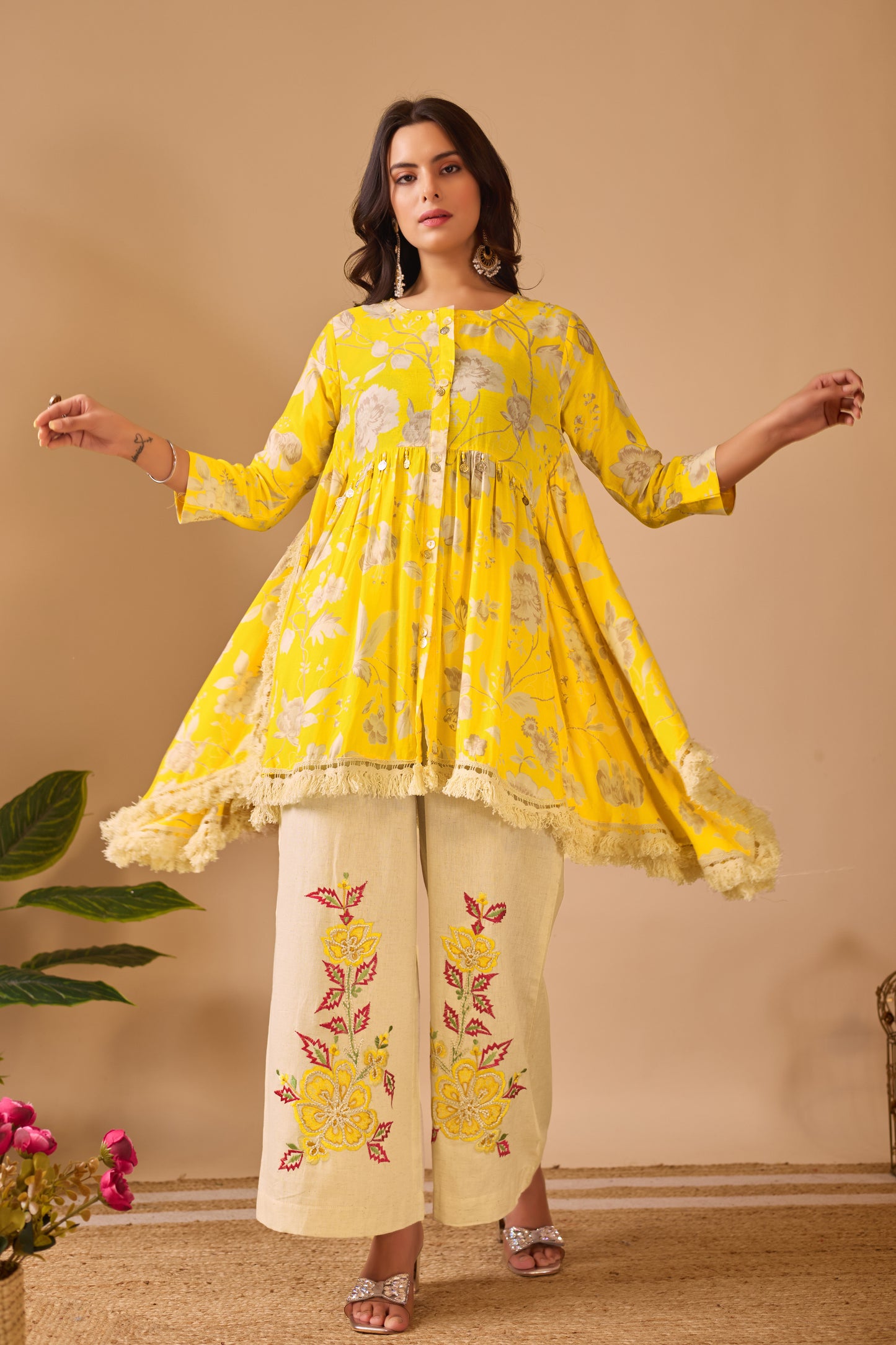 Sunlit Bloom Pure Muslin Co-ord Set #1893