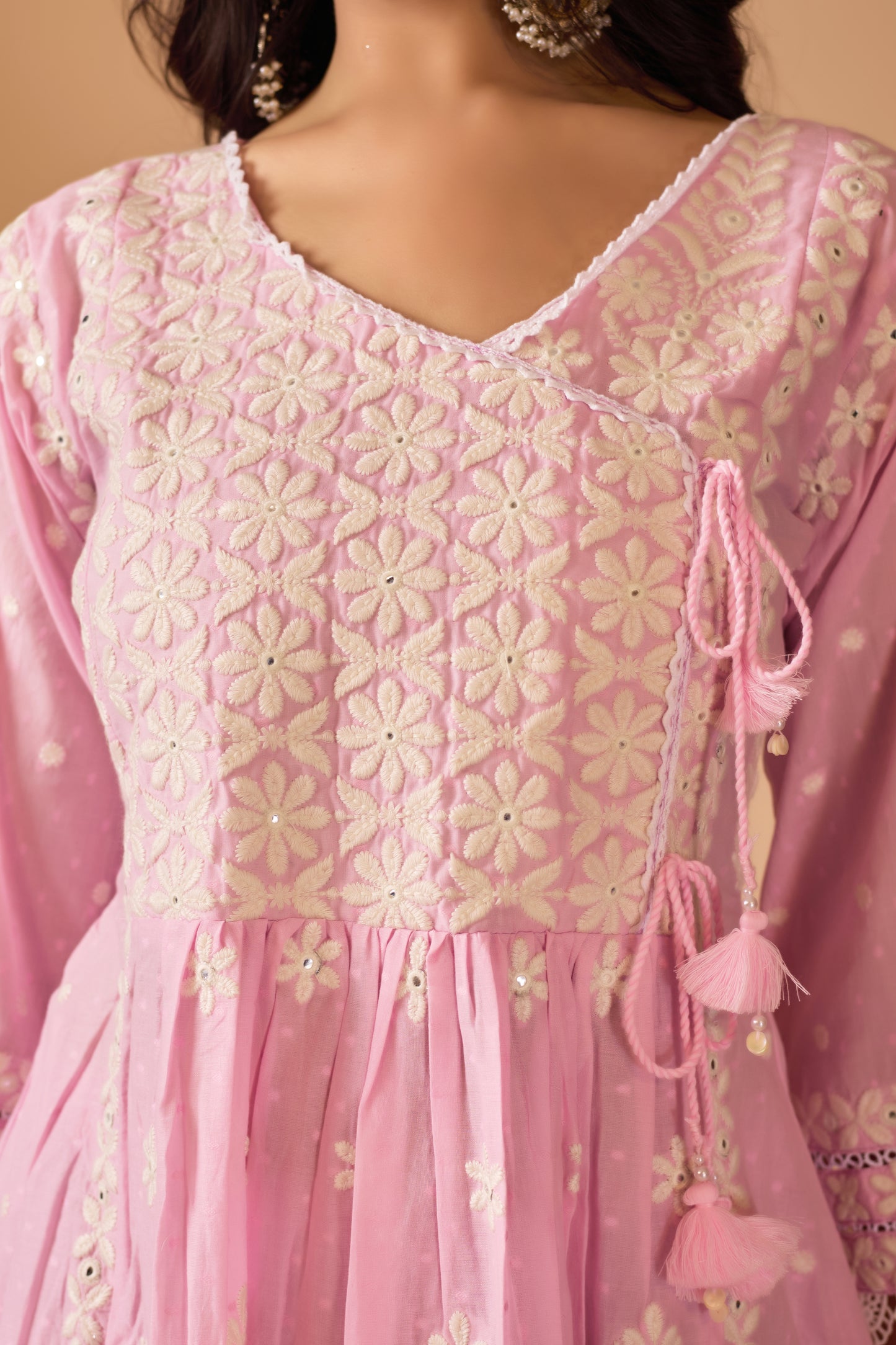 Chikankari Dobby Mal Cotton Suit Set – Blush Pink