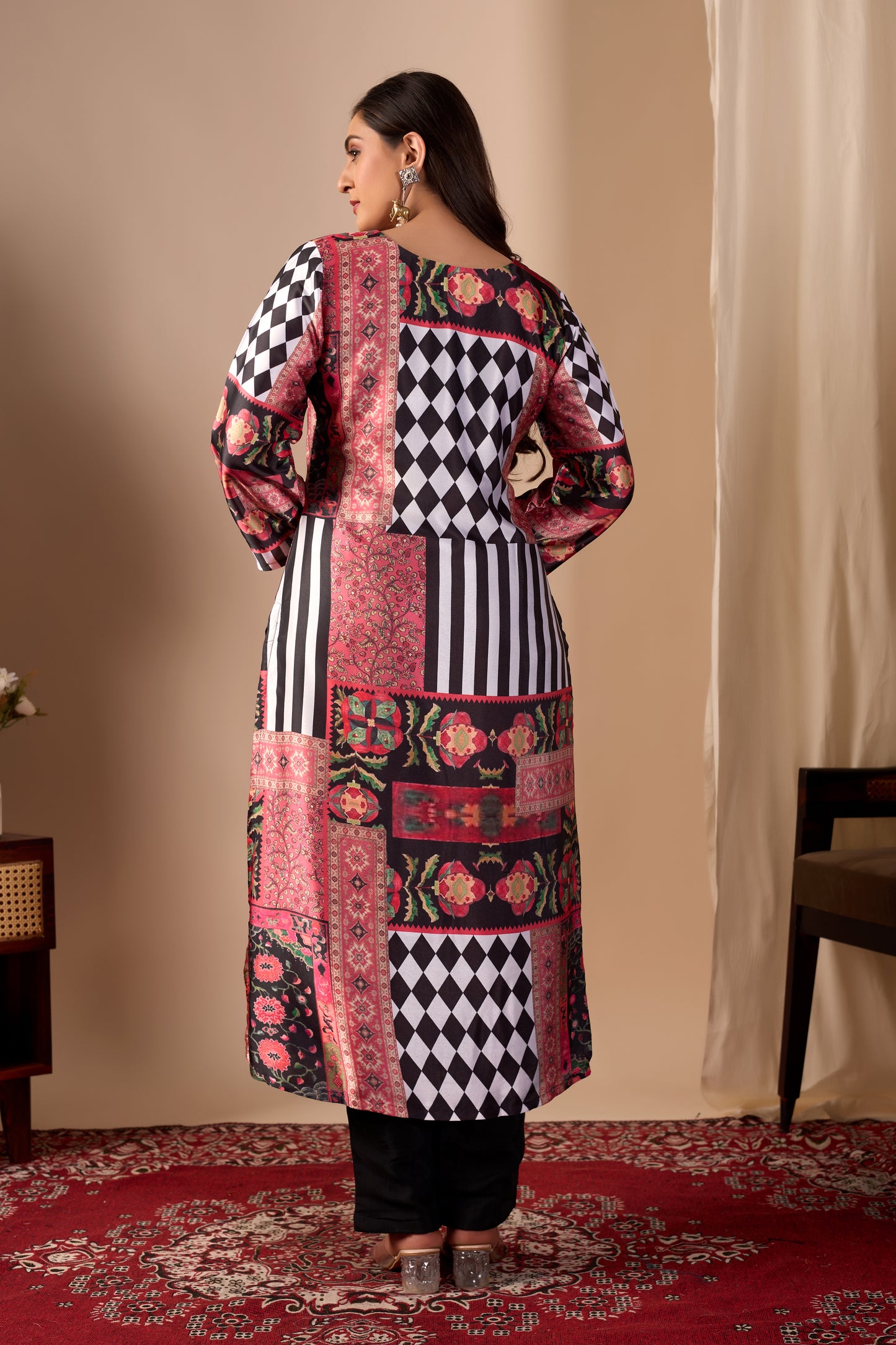 Multicoulour Pure Satin Kurta Set #1896