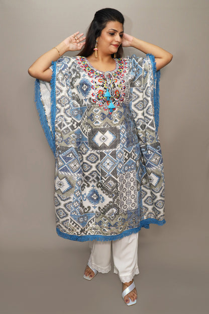 Blue and White Gotta Work Kaftan Set #1547