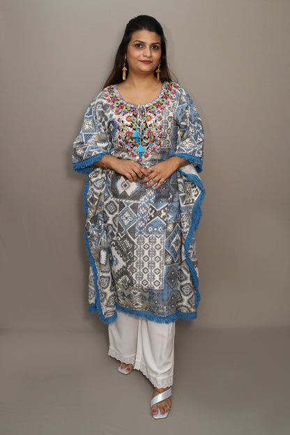 Blue and White Gotta Work Kaftan Set #1547