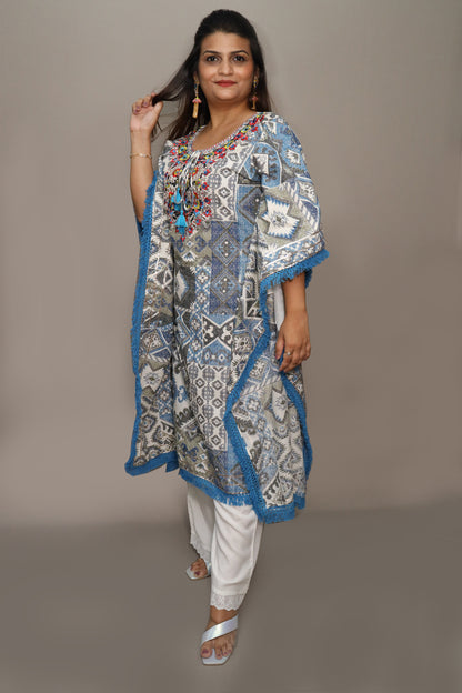 Blue and White Gotta Work Kaftan Set #1547