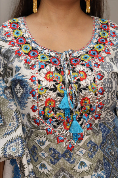 Blue and White Gotta Work Kaftan Set #1547