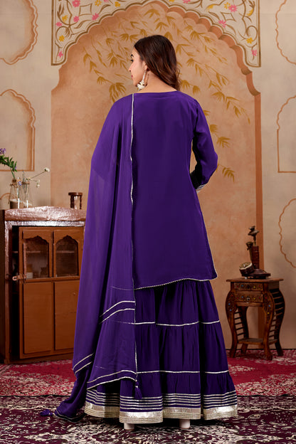 Pure Crepe Purple Sharara #1930