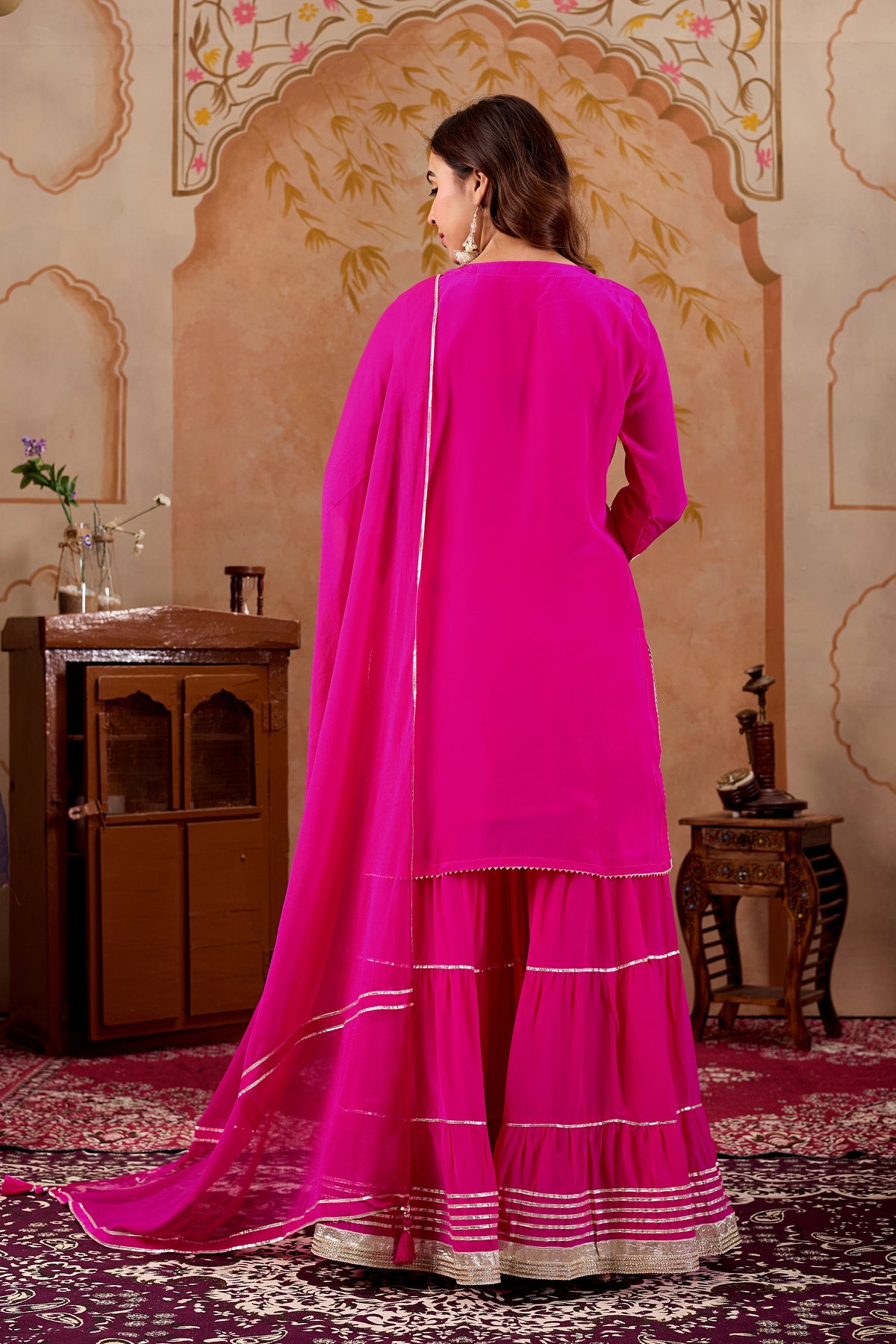 Pure Crepe Pink Sharara #1929