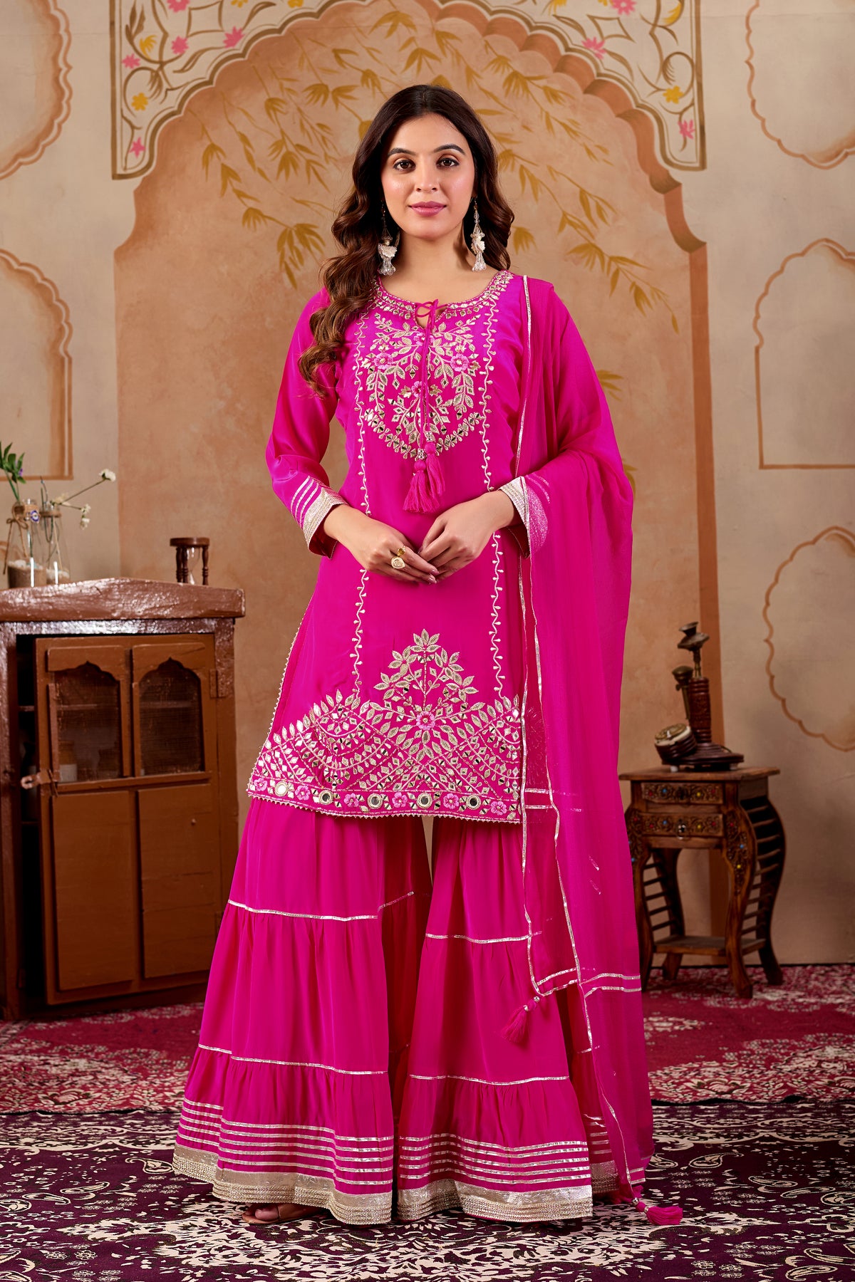 Pure Crepe Pink Sharara #1929