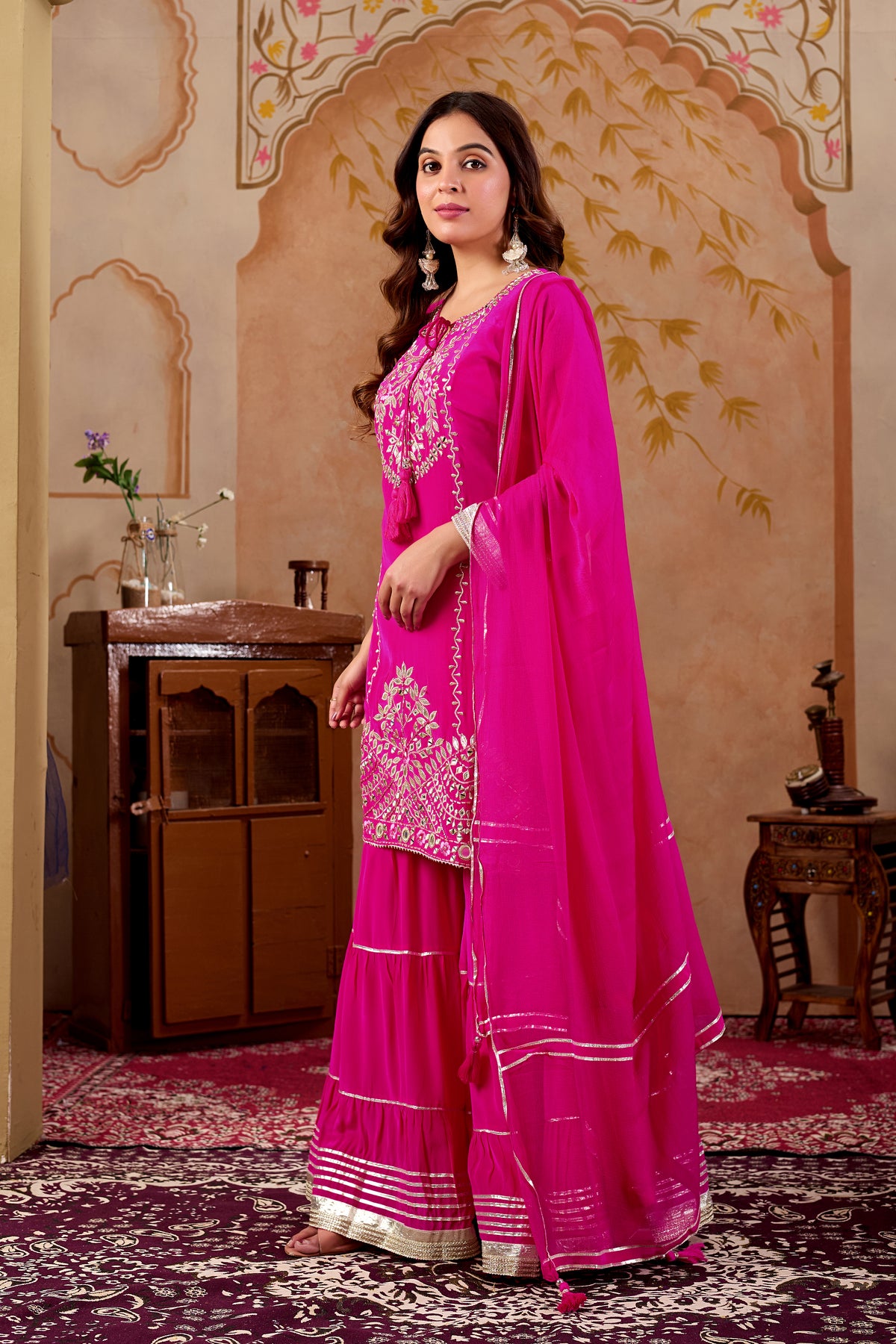 Pure Crepe Pink Sharara #1929