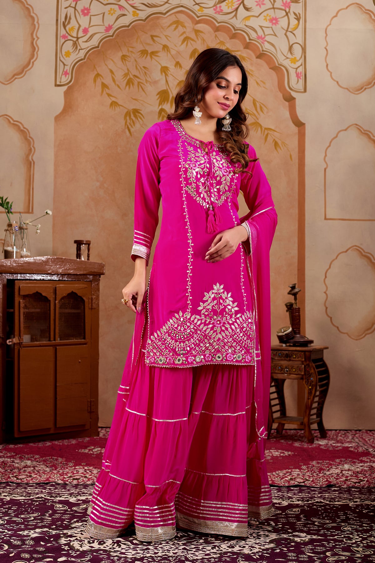 Pure Crepe Pink Sharara #1929