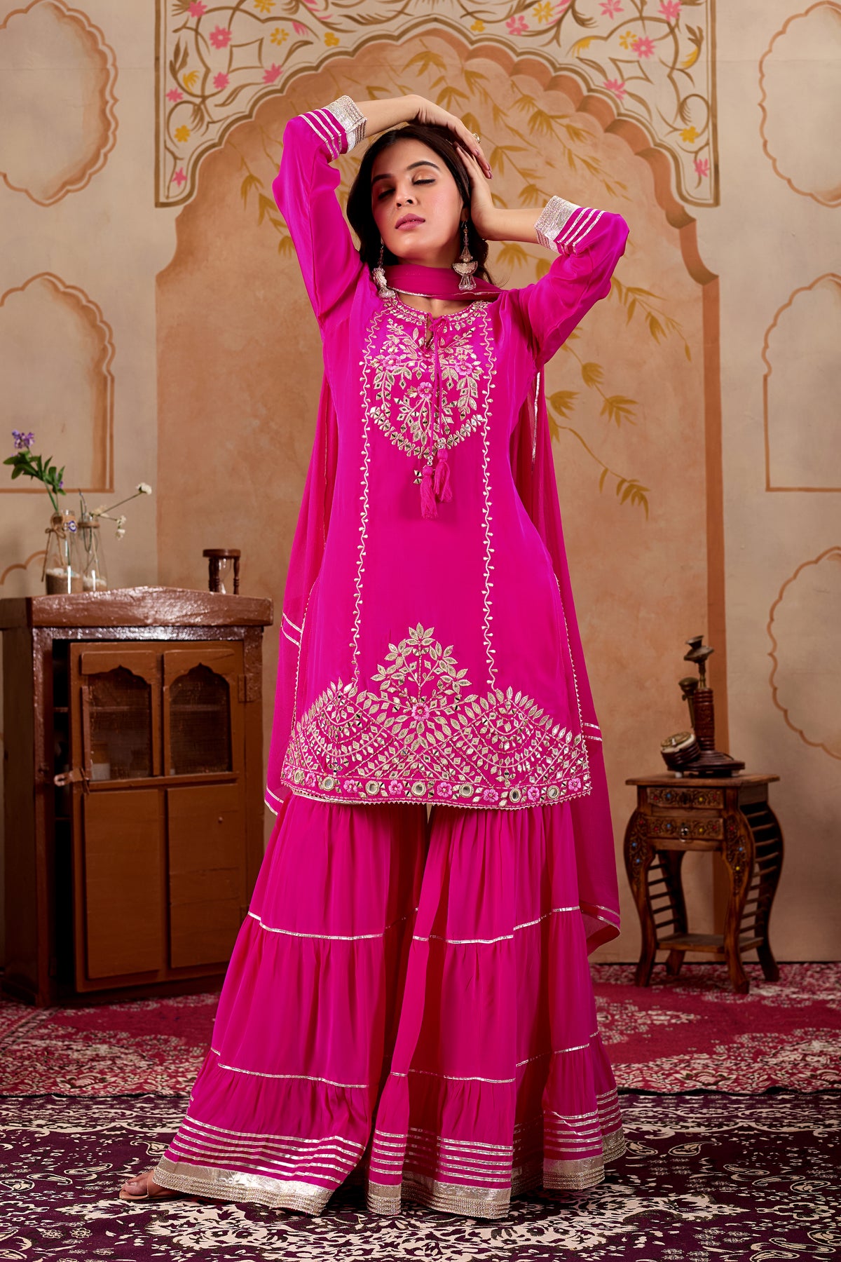 Pure Crepe Pink Sharara #1929