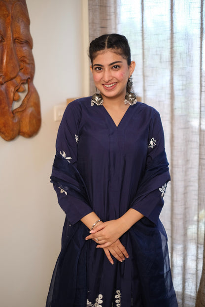 Blue Roman Silk Embroidered Suit Set #1443