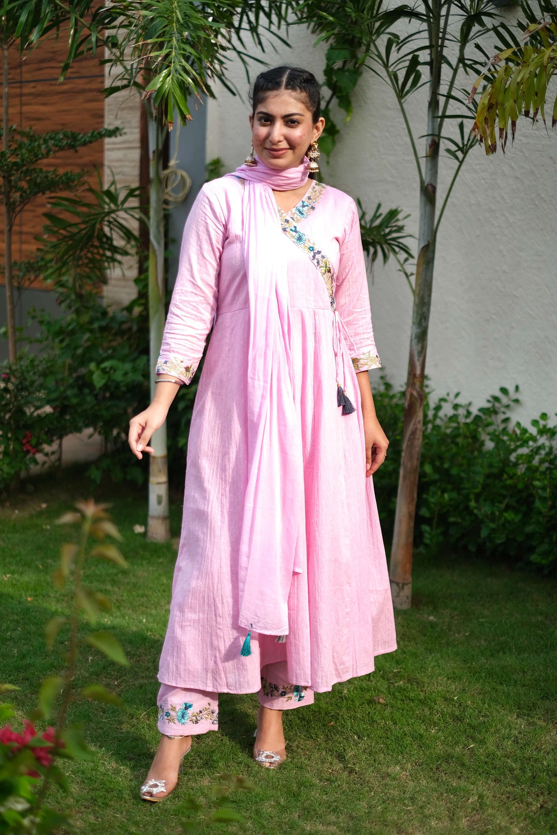 Lilac Dobby Cotton Anarkali Set