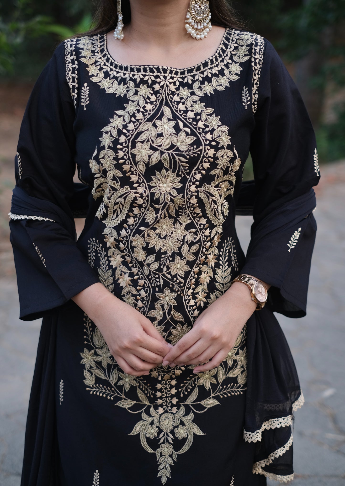 Black Pakistani Zari Work Suit Set #1432