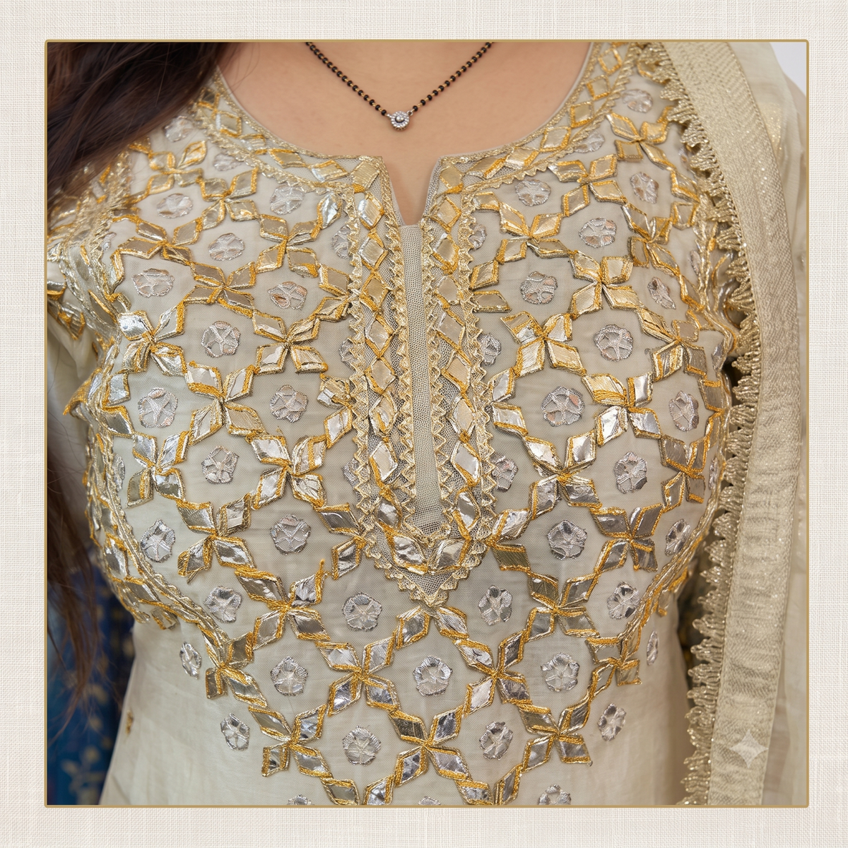 Ivory Tissue Shimmer Gotta Sharara Set #1935