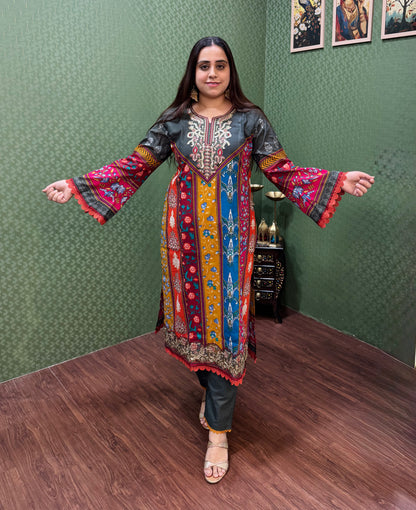 Teal & Maroon Lawn Cotton Pakistani Suit #1828