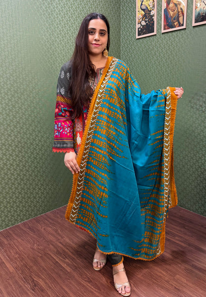 Teal & Maroon Lawn Cotton Pakistani Suit #1828