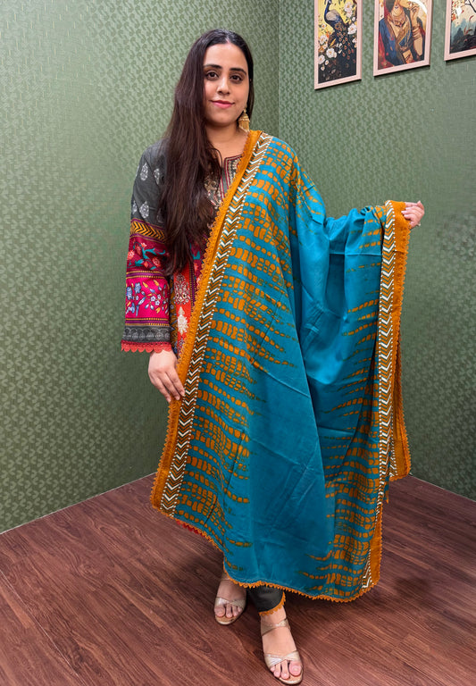 Teal & Maroon Lawn Cotton Pakistani Suit #1828