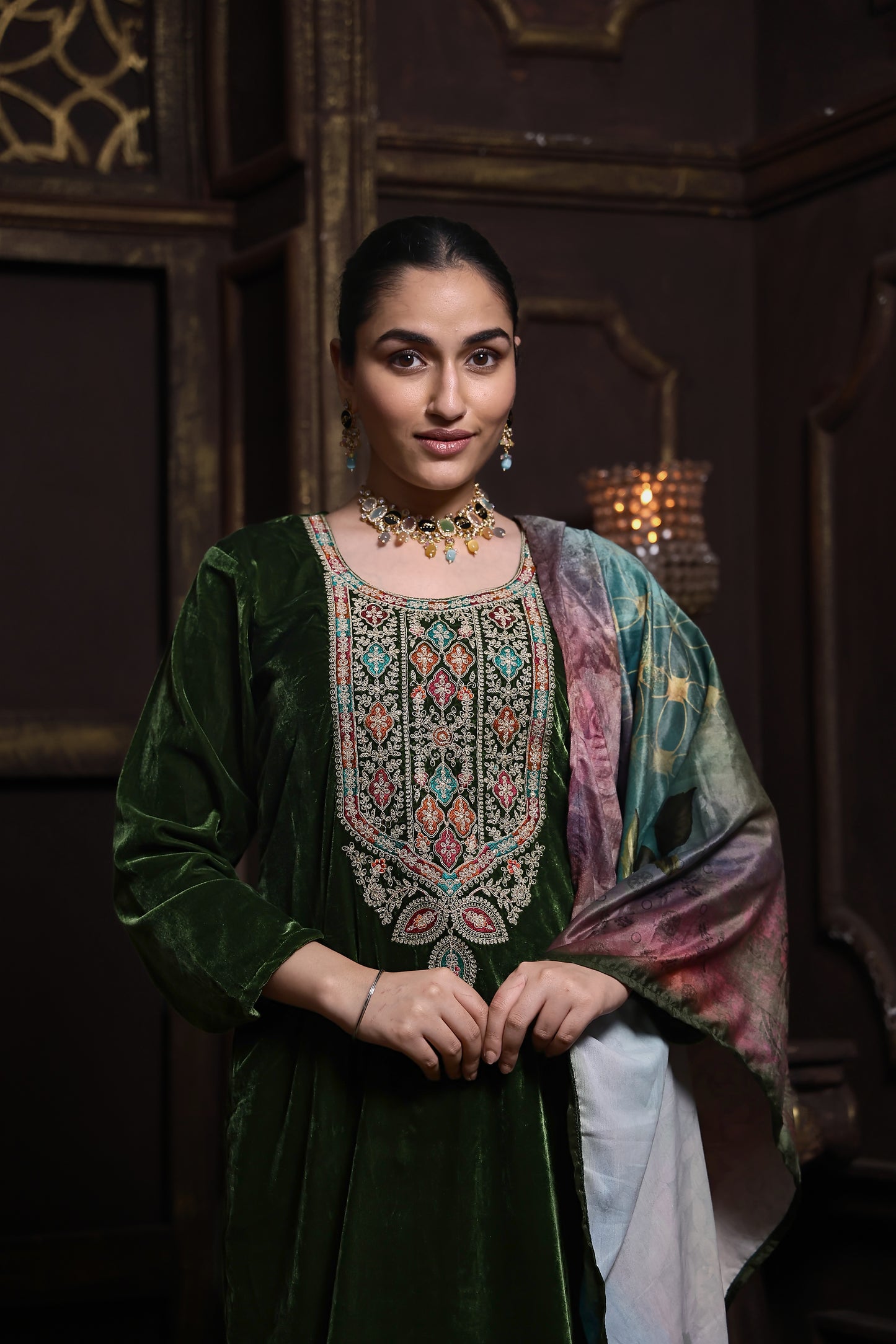 Green Designer Velvet Suit #1732