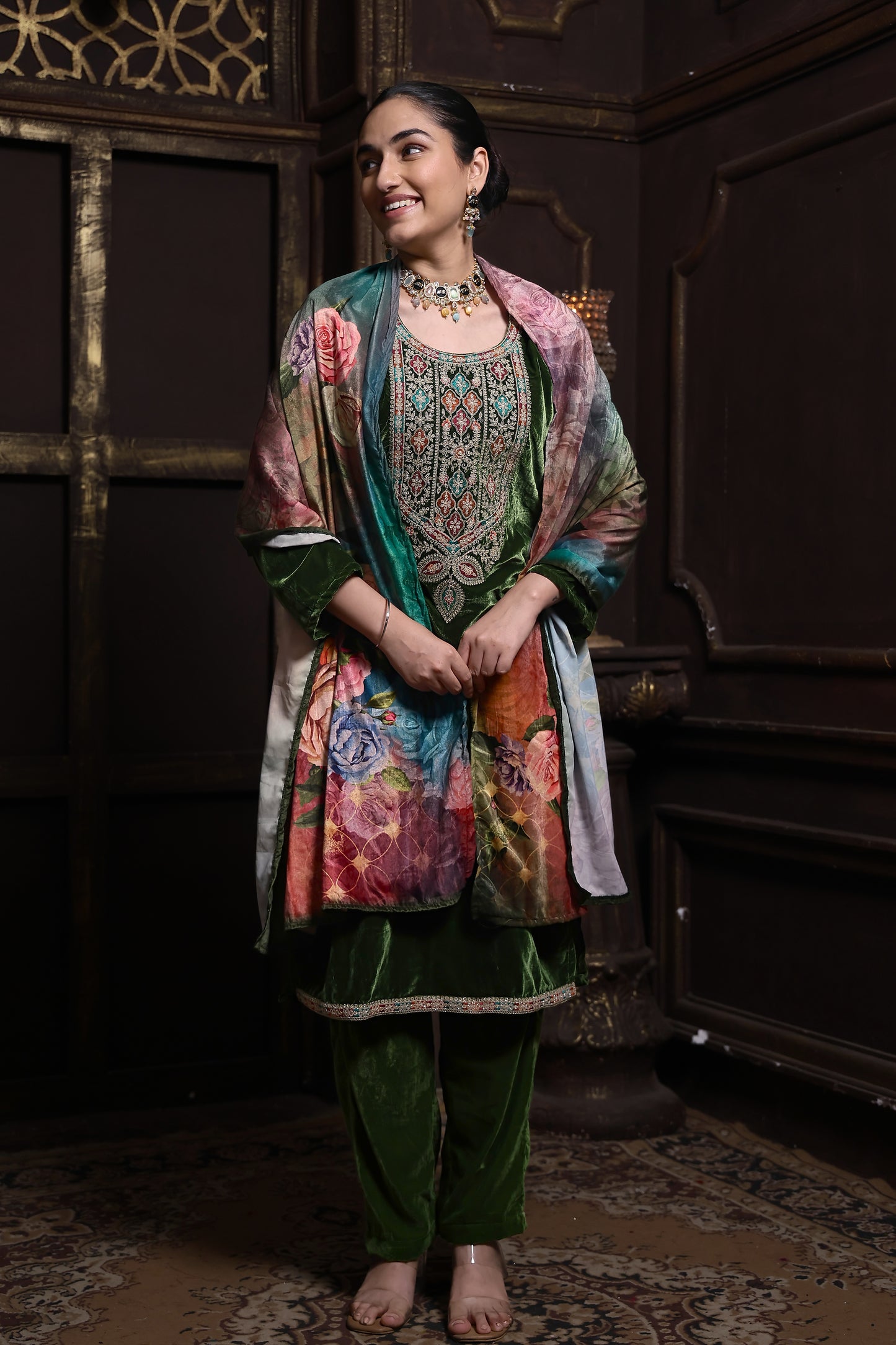 Green Designer Velvet Suit #1732