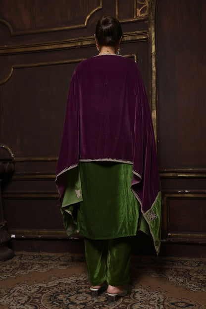 Green & Purple Designer Velvet Suit #1739