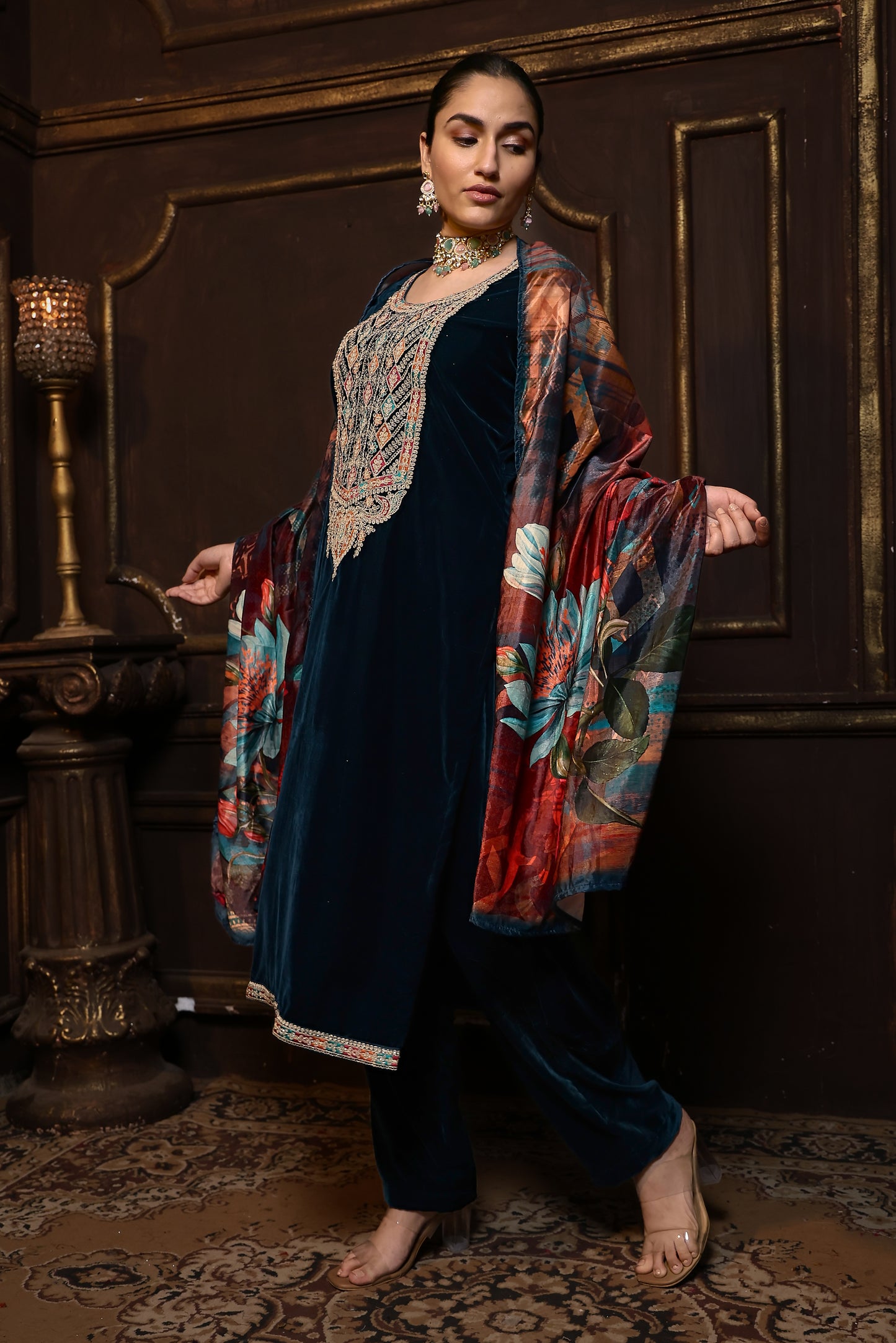 Blue Designer Velvet Suit #1728