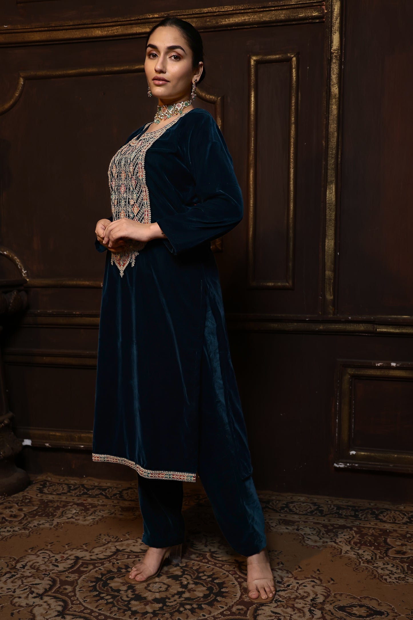 Blue Designer Velvet Suit #1728