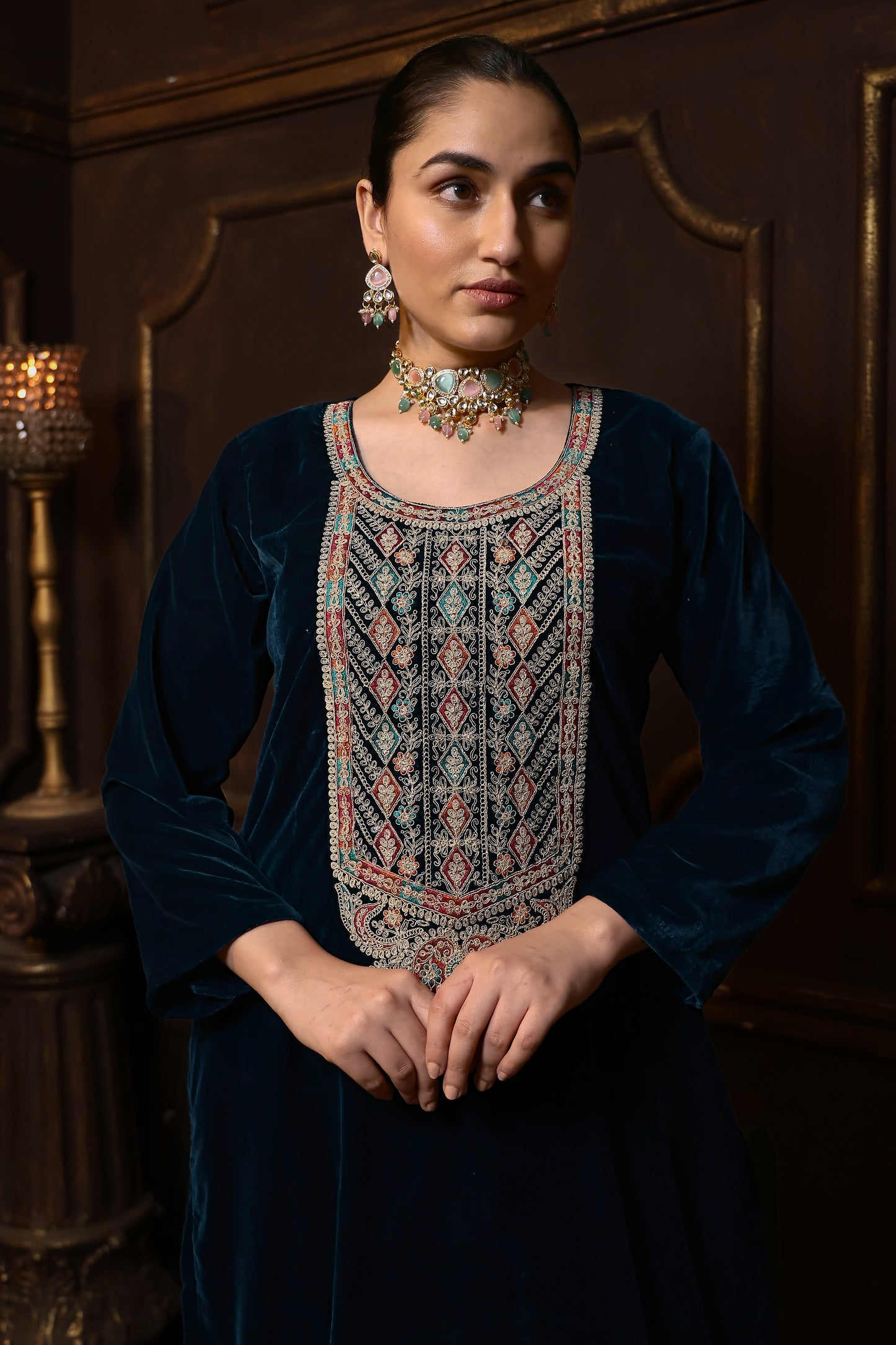 Blue Designer Velvet Suit #1728