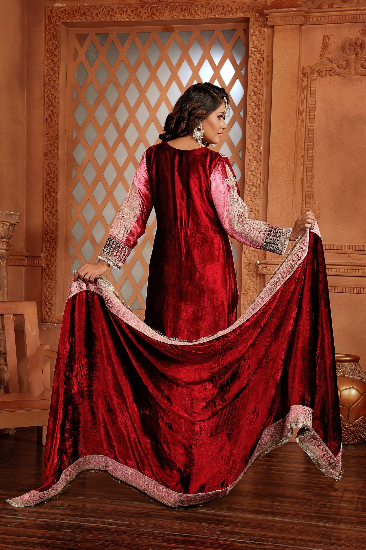 Maroon Party Wear Velvet Suit Set #1687
