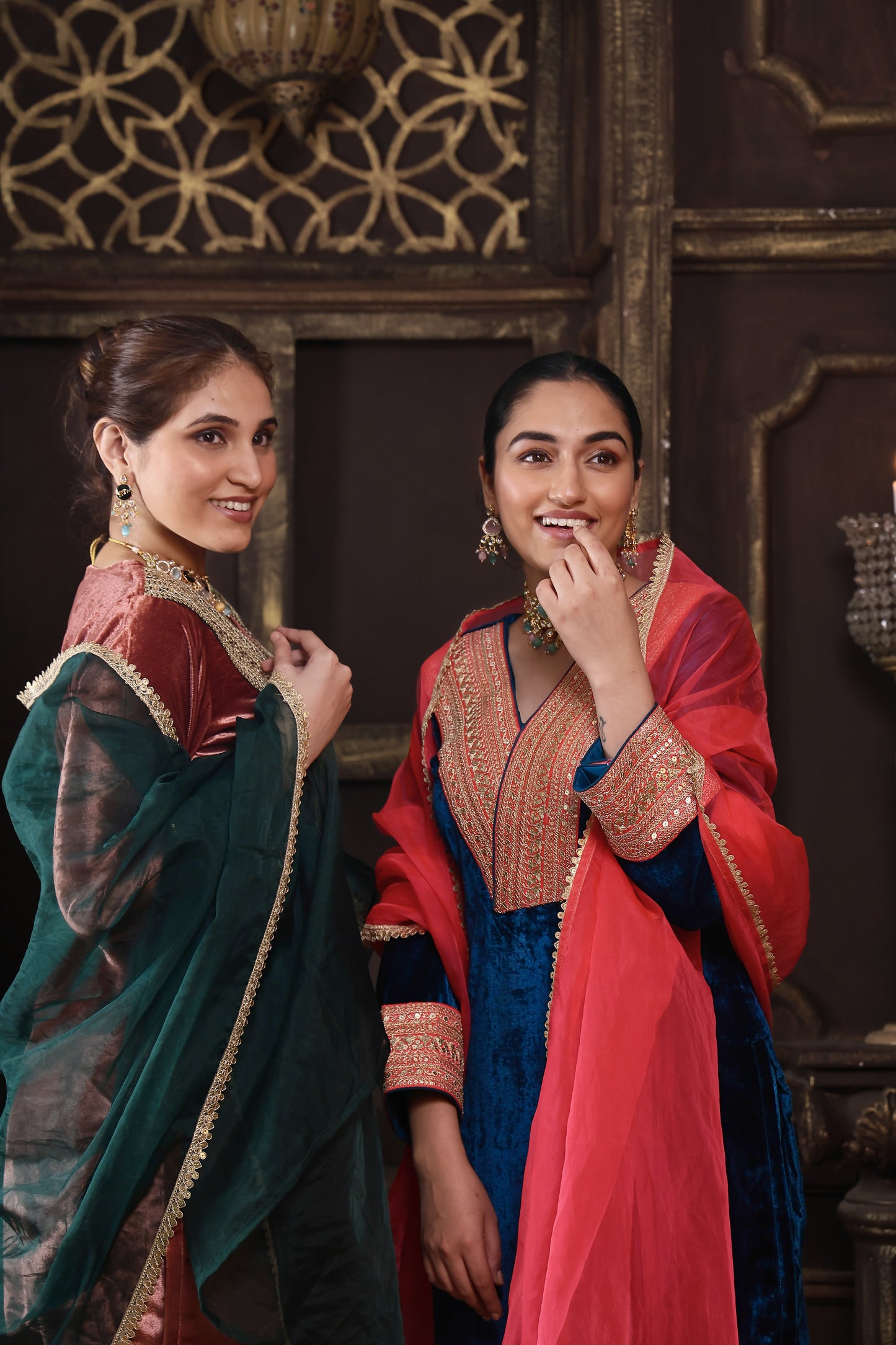 Royal Blue & Pink Designer Velvet Suit #1707