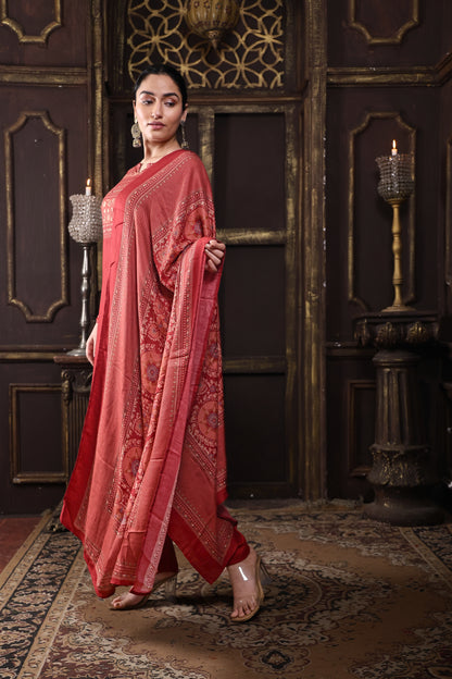 Rust/Red Pure Viscous Pashmina Suit #1723