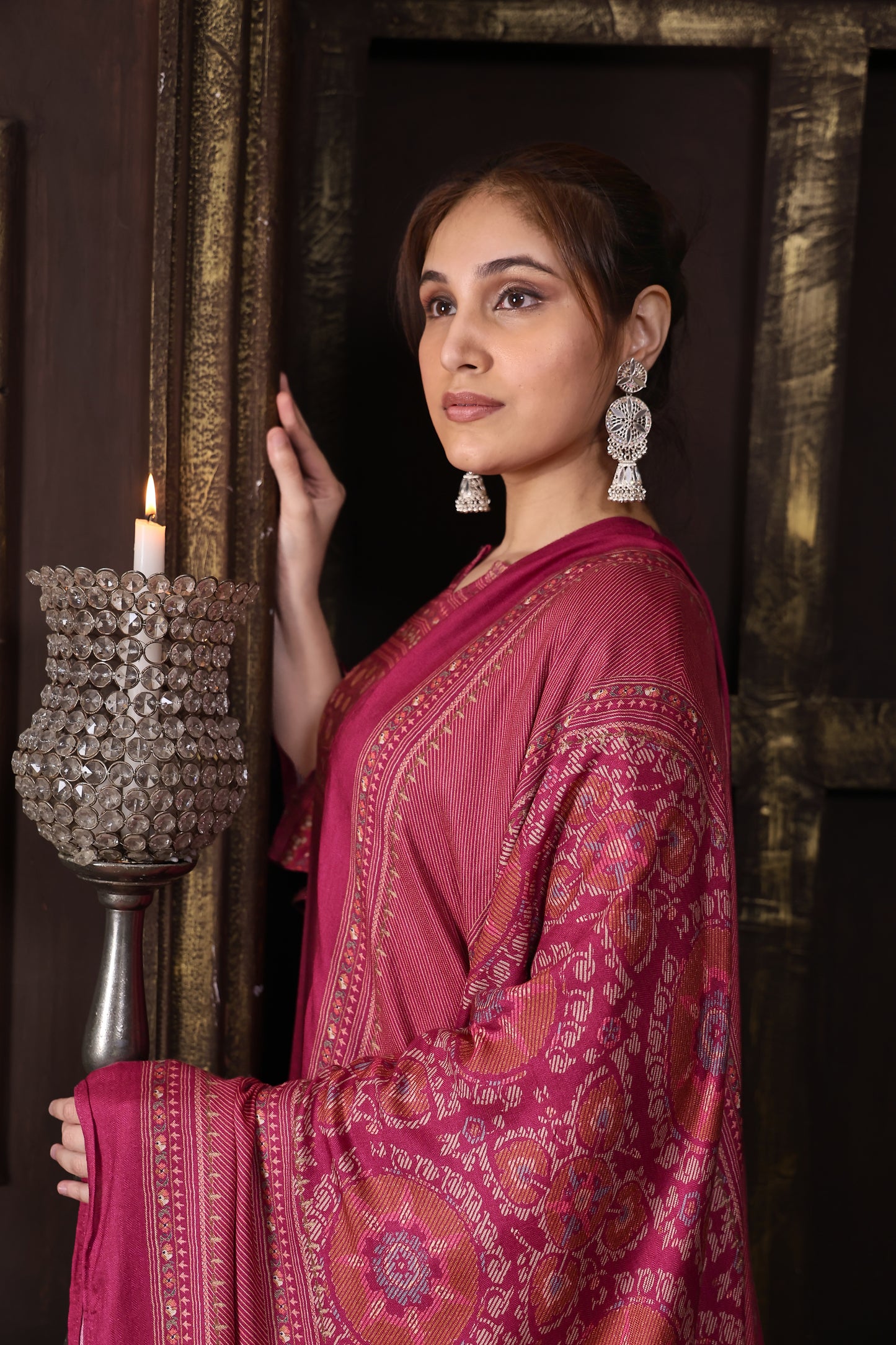 Wine Pure Viscous Pashmina Suit  #1720