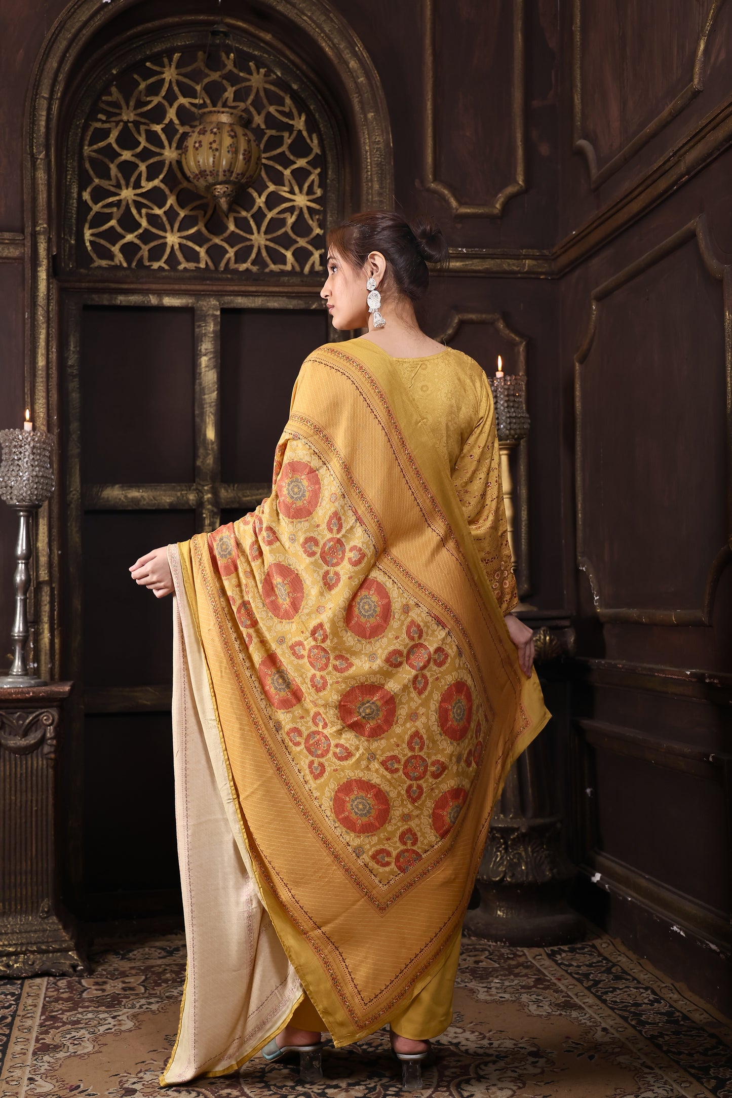 Yellow Mustard Pure Viscous Pashmina Suit #1724