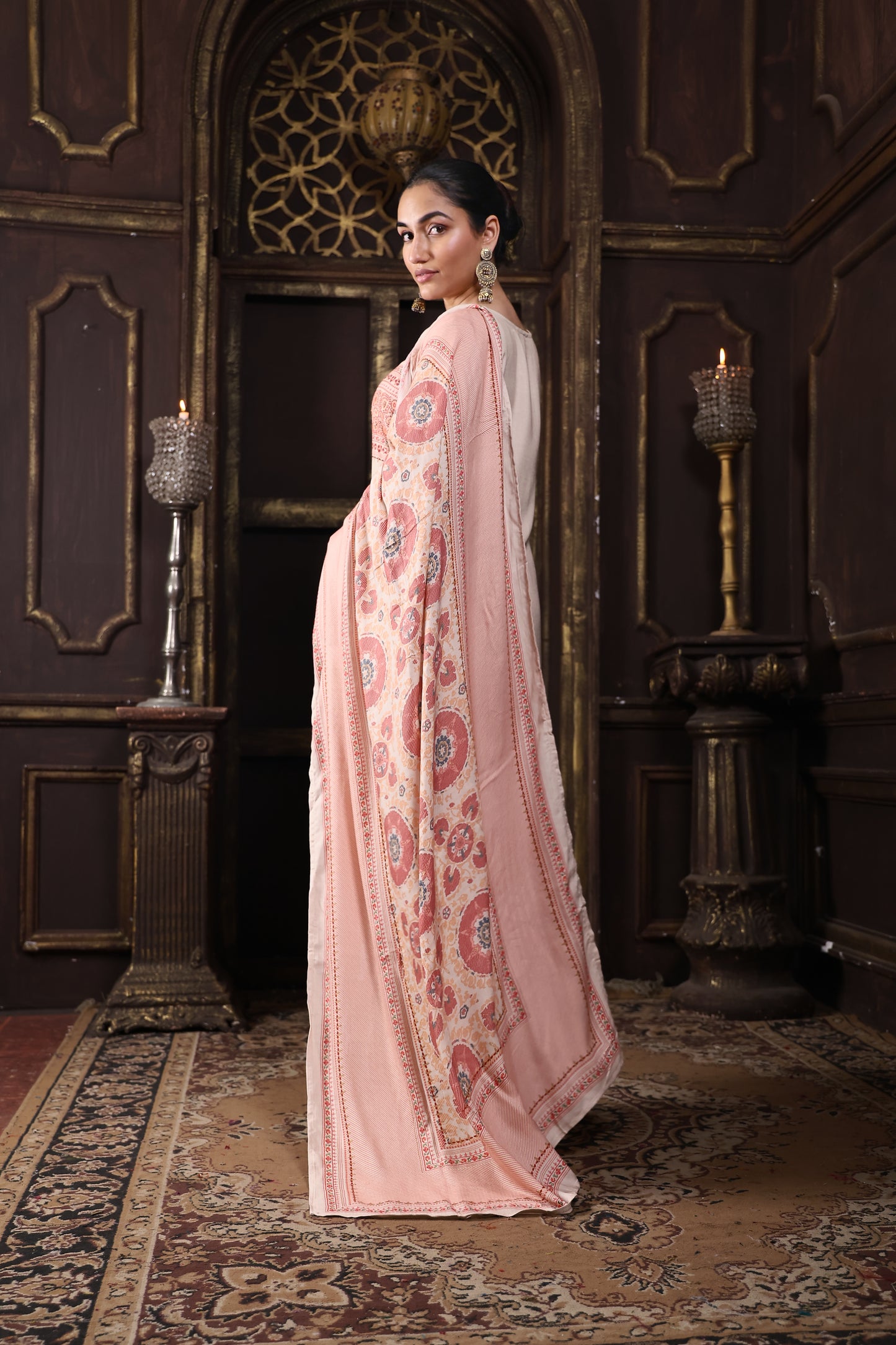 Beige Pure Viscous Pashmina Suit #1722