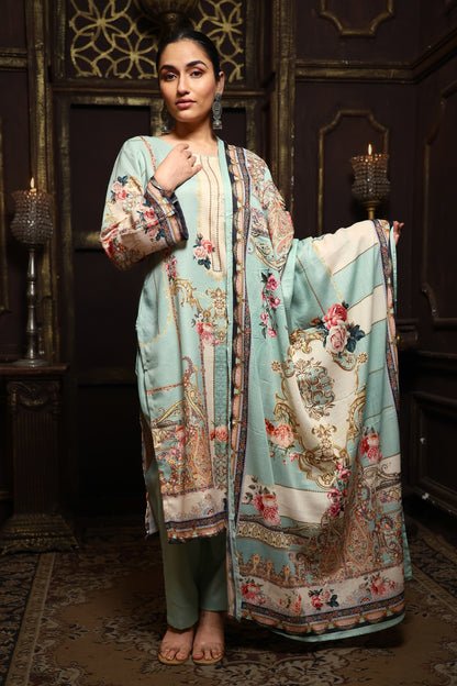 Sea Green Viscose Pashmina Suit Set #1702